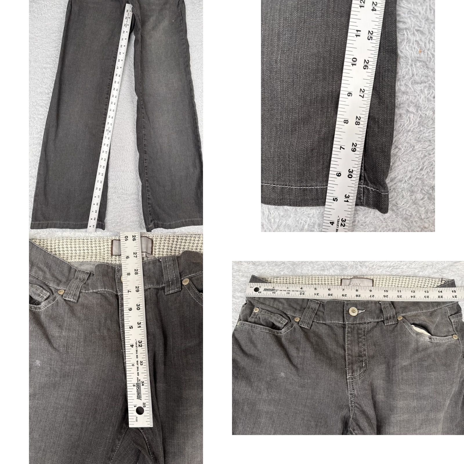 Vintage To The Max Jeans Womens 28 Gray Wide Leg Mid Rise 100% Cotton Distressed 28x32 Size 28" / US 6 / IT 42 - 8 Thumbnail