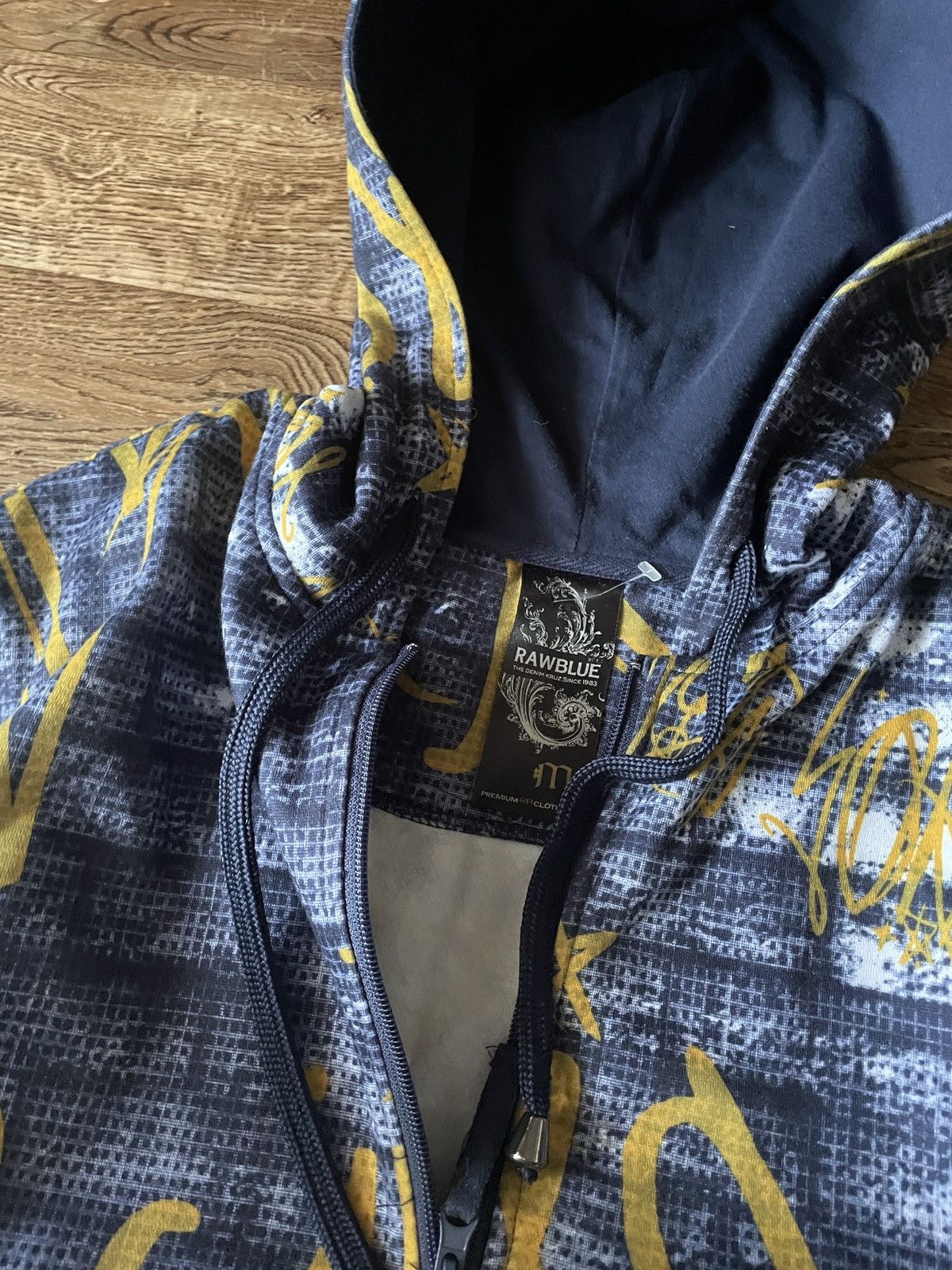 Other RAW BLUE ALL OVER PRINTED BAGGY ZIPPER HOODIE RAP JNCO STYLE Size US M / EU 48-50 / 2 - 4 Thumbnail