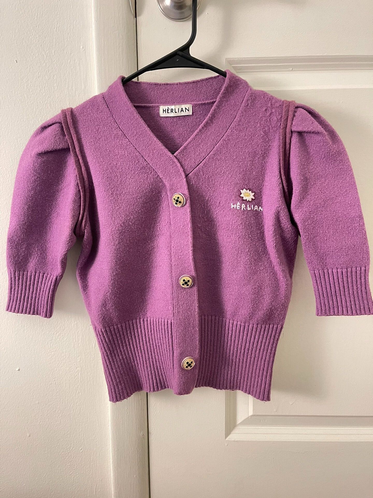Japanese Brand Short Purple Knit Sweater Size S Size S / US 4 / IT 40 - 1 Thumbnail