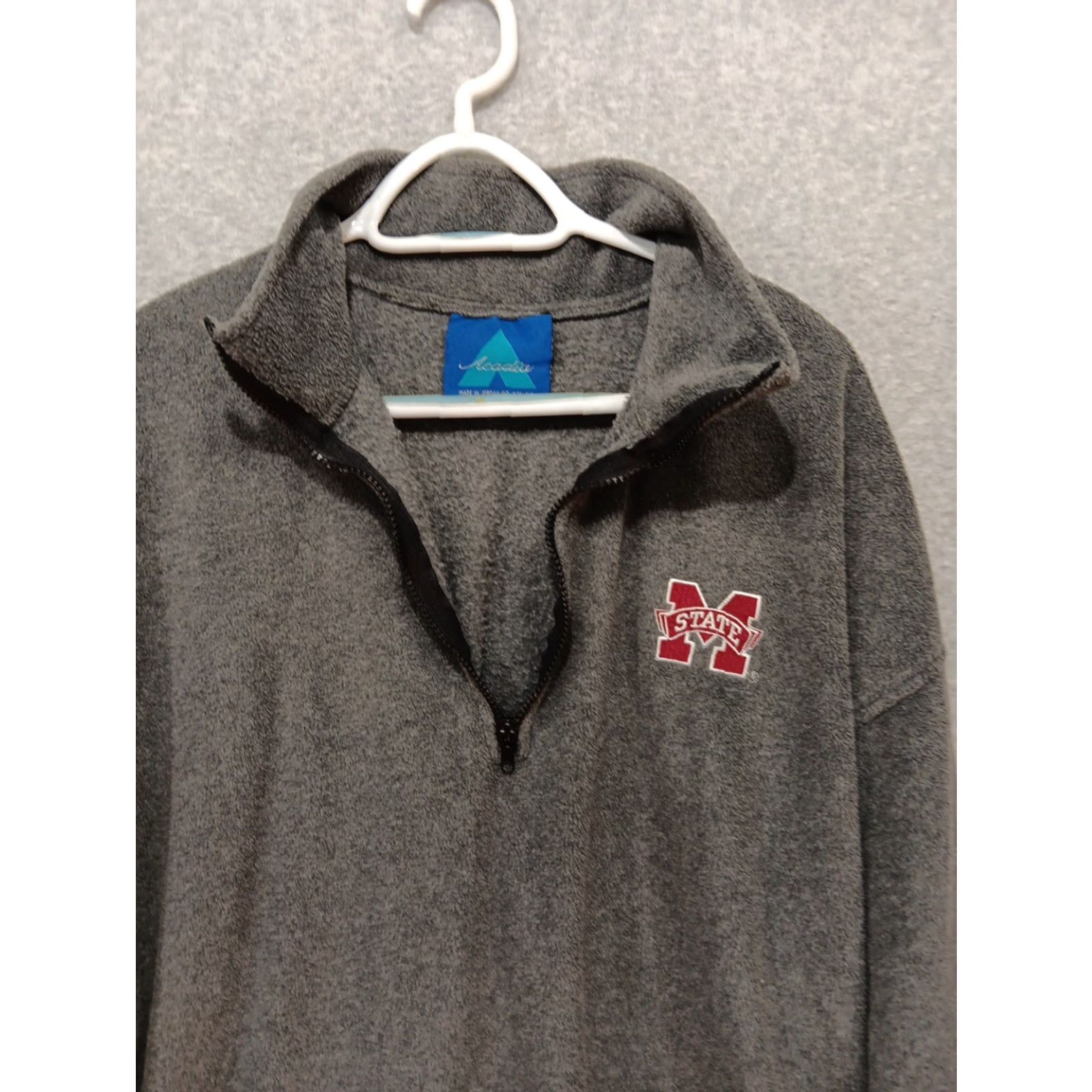 Vintage Mississippi State University Quarter-Zip Pullover Fleece 2XL Gray Zip Mens Pullover Acadia Tag Stand-Up Collar State Theme Size US XXL / EU 58 / 5 - 5 Thumbnail