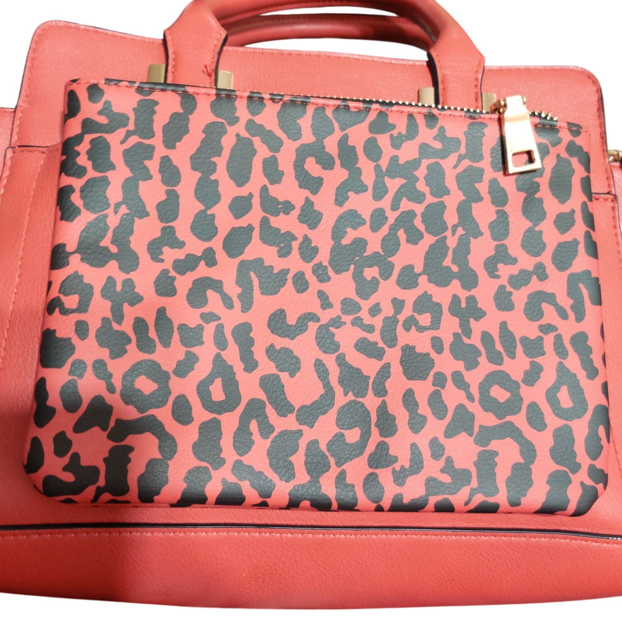 Other Red Faux Leather Leopard Accent Satchel Crossbody Bag Y2K Ma Size ONE SIZE - 4 Thumbnail