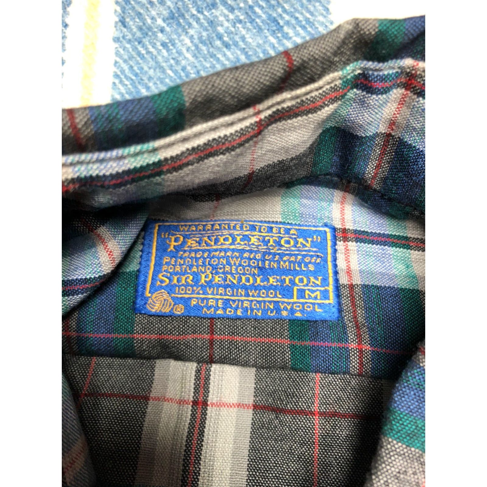 Pendleton VINTAGE Pendleton Button Shirt Men Medium Plaid Turquoise Blue Green Wool 80s 70s Long Sleeve Size US M / EU 48-50 / 2 - 4 Thumbnail