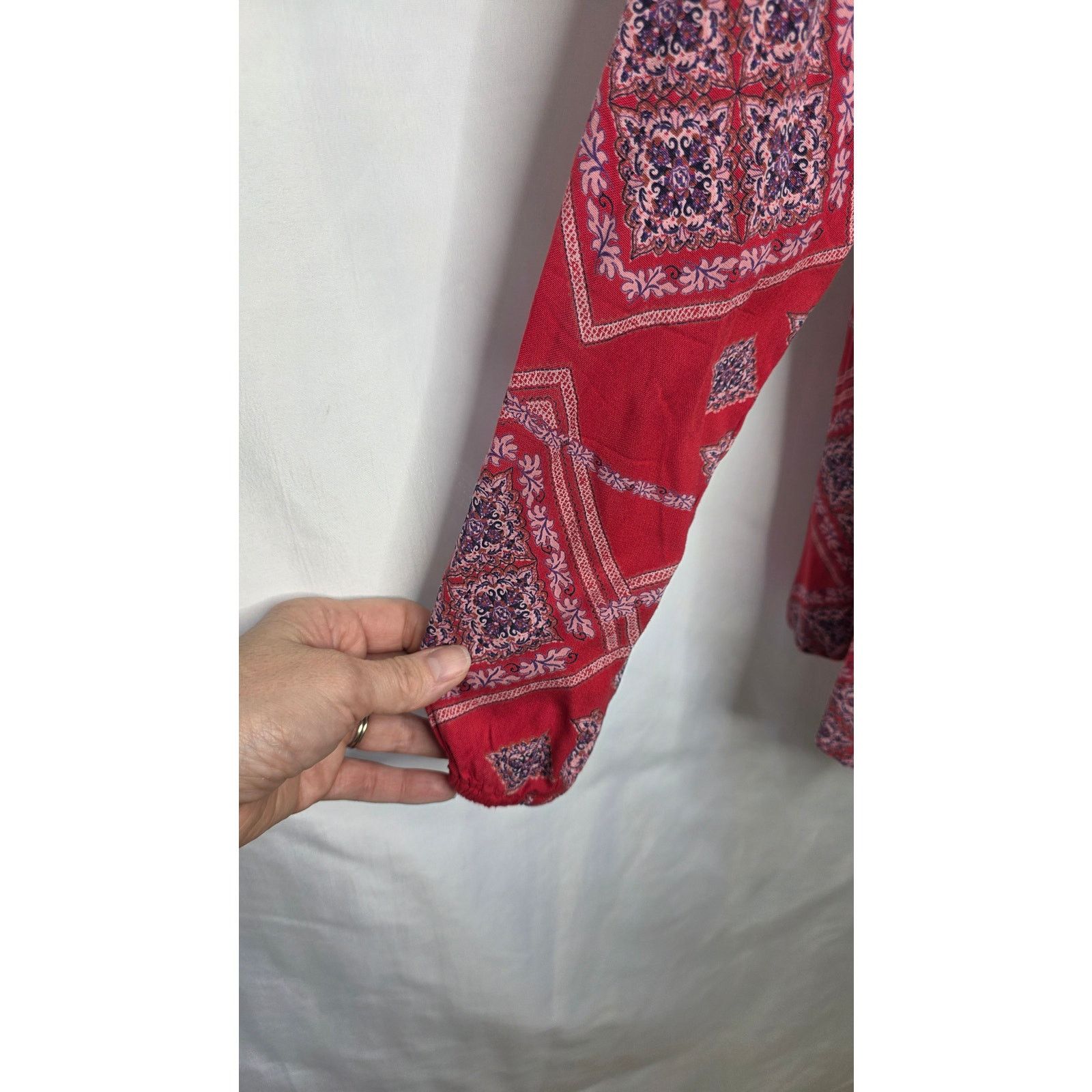 Other Vintage America Boho Peasant Blouse Red Embroidered Lace Size XL / US 12-14 / IT 48-50 - 11 Thumbnail