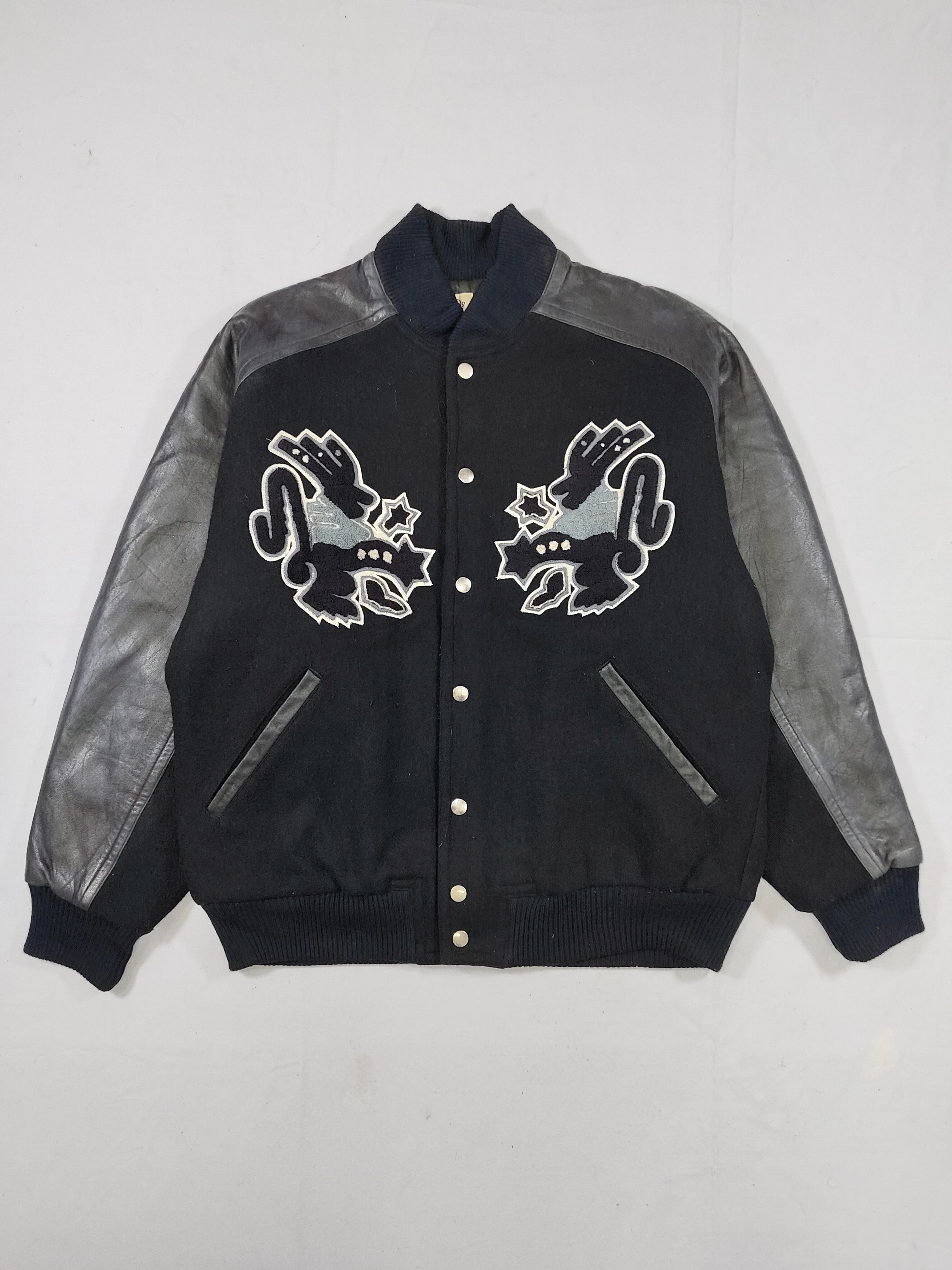Kansai Yamamoto ARCHIVE📕80s Kansai O2 Artifact Art Wool Leather Varsity Size US M / EU 48-50 / 2 - 5 Thumbnail