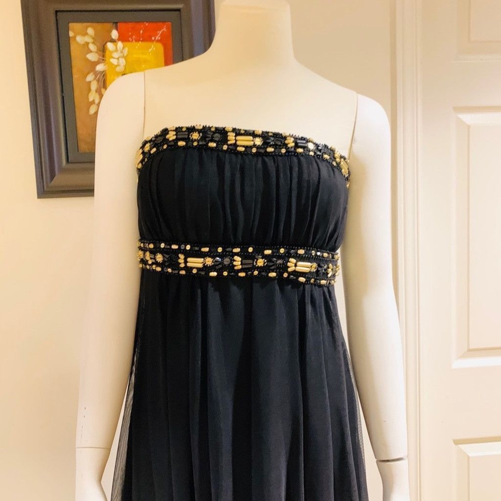 Other JS Boutique black long dress w gold beads size 8 Size M / US 6-8 / IT 42-44 - 2 Thumbnail