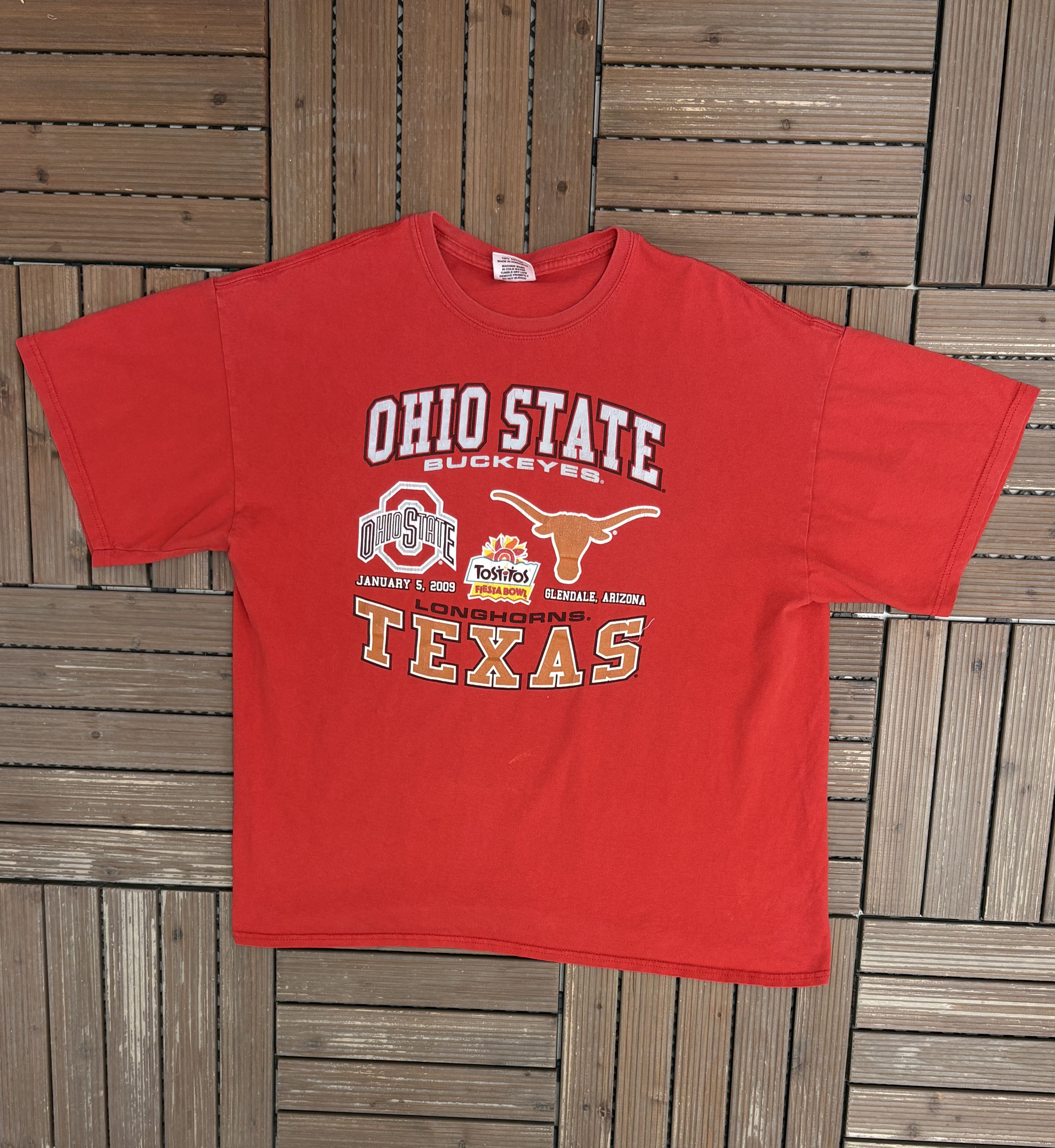 Ohio State Buckeyes vs. Texas Longhorns Vintage Red Tee