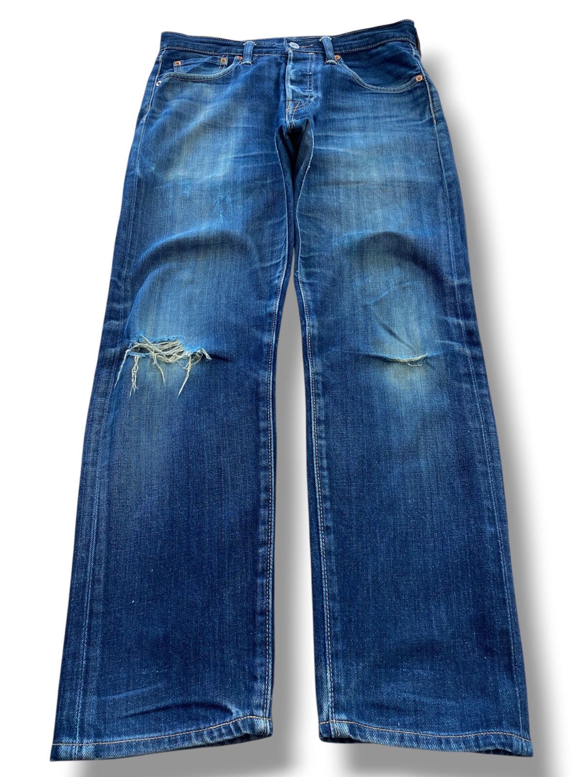 Levi's Levi’s Blue Wash Ripped Style Skinny Leg Jeans Size US 31 - 1 Thumbnail