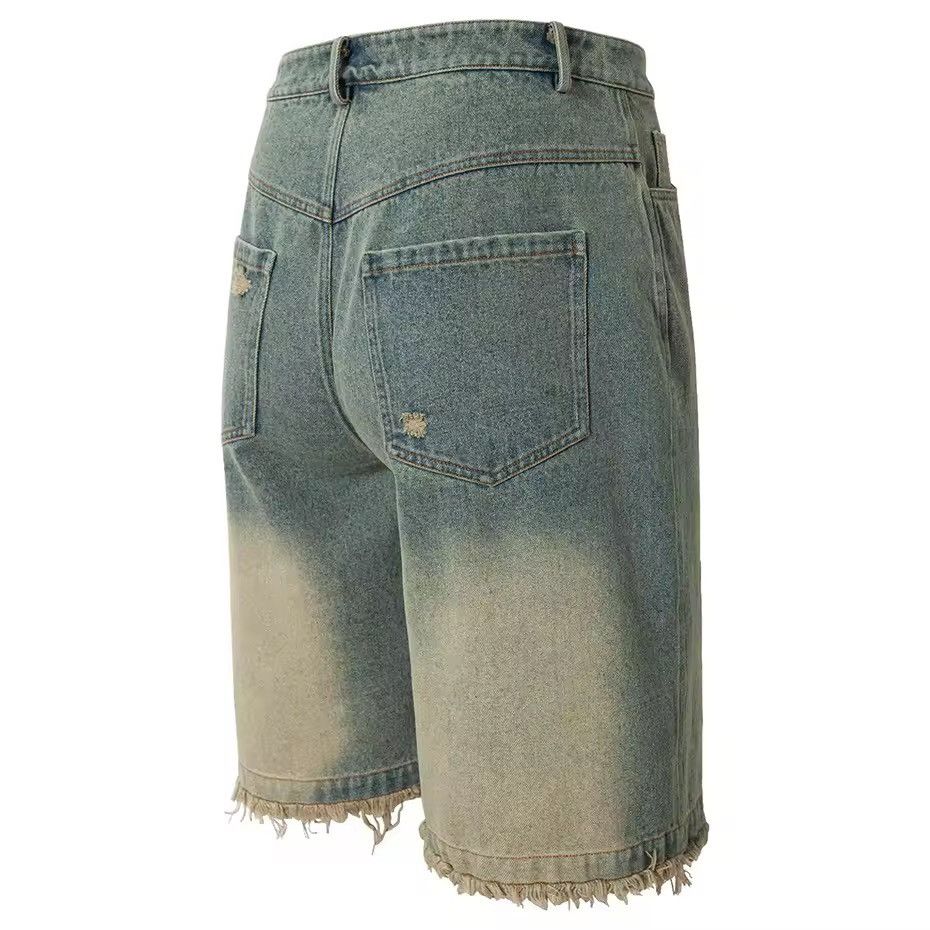Designer × Vintage Patchwork Streetwear Washed Retro Loose Hip Hop Shorts Size US 32 / EU 48 - 4 Thumbnail