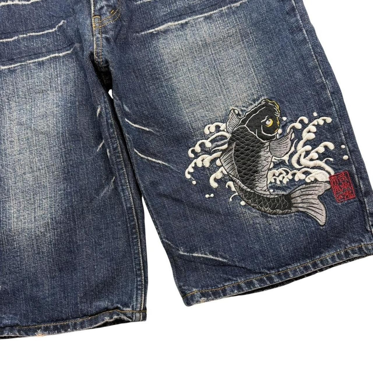 Karakuri Tamashii Karakuri Tamashii Embroidered Koi Japanese Shorts - Waist 32 Size US 32 / EU 48 - 4 Thumbnail