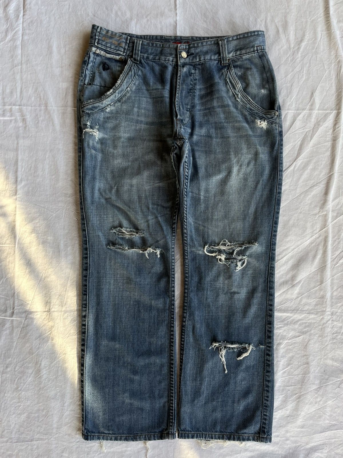 Japanese Brand × Voi Jeans Voi Jeans 38R Distressed Baggy Fit Denim Y2K Streetwear Size US 38 / EU 54 - 1 Thumbnail