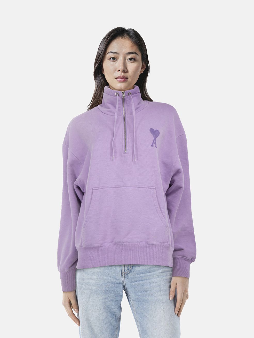 AMI Purple Logo Embroidered Sweatshirt Size L / US 10 / IT 46 - 1 Thumbnail