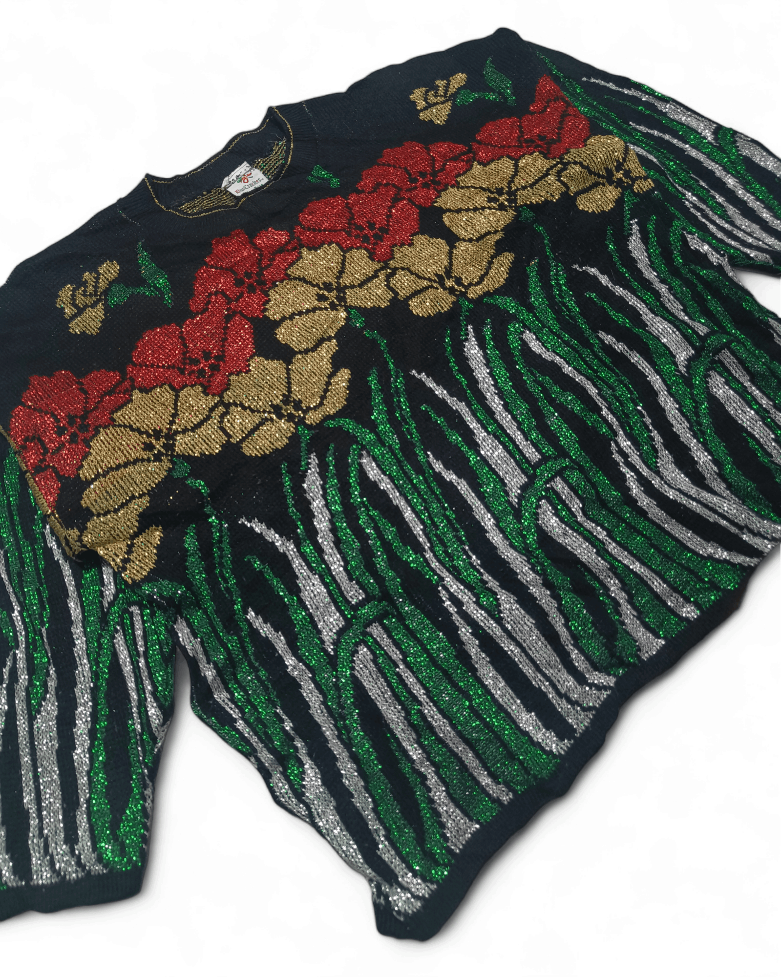 Other Vintage NUT CRACKER Floral Motifs Knit Bling Sparkle Sweater Size ONE SIZE - 5 Thumbnail