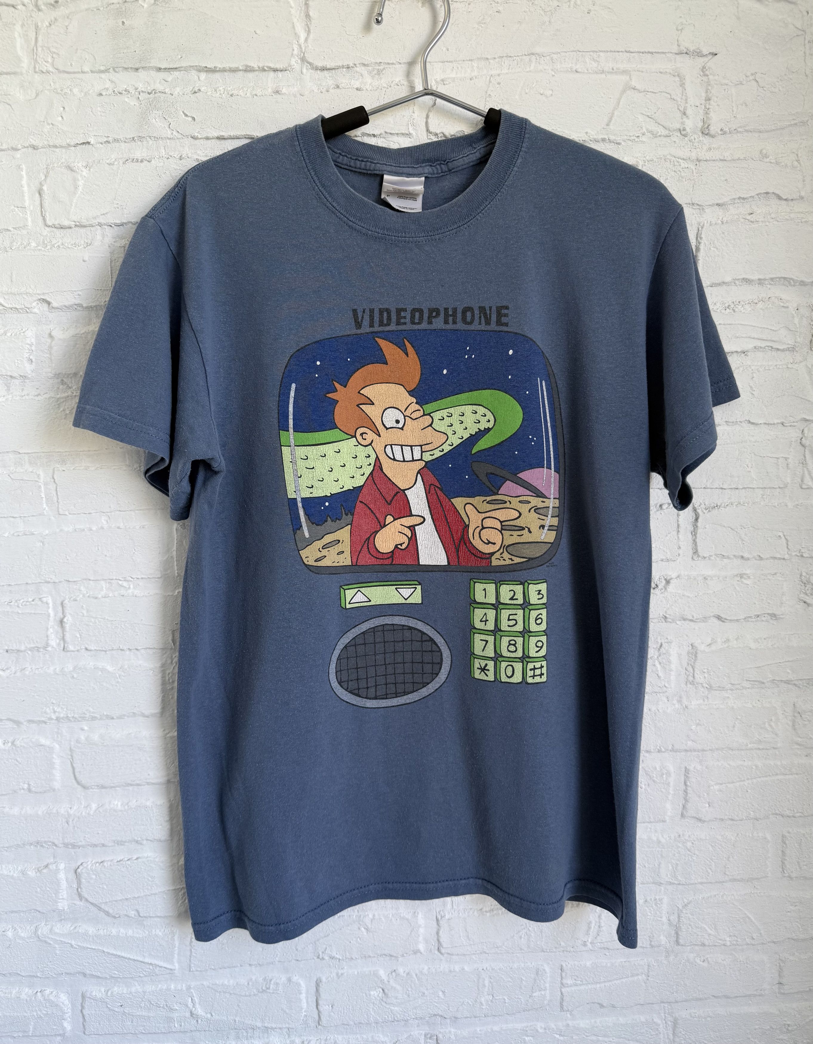 Vintage 2000s Futurama Fry Videophone cartoon t-shirt