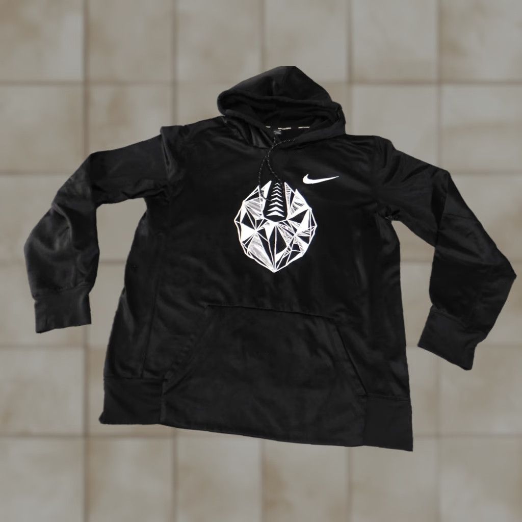 Nike Nike Hoodie Mens Large Black Football Polyester Pullover Graphic Swoosh Kangaroo Pocket Athletic Size US L / EU 52-54 / 3 - 1 Thumbnail