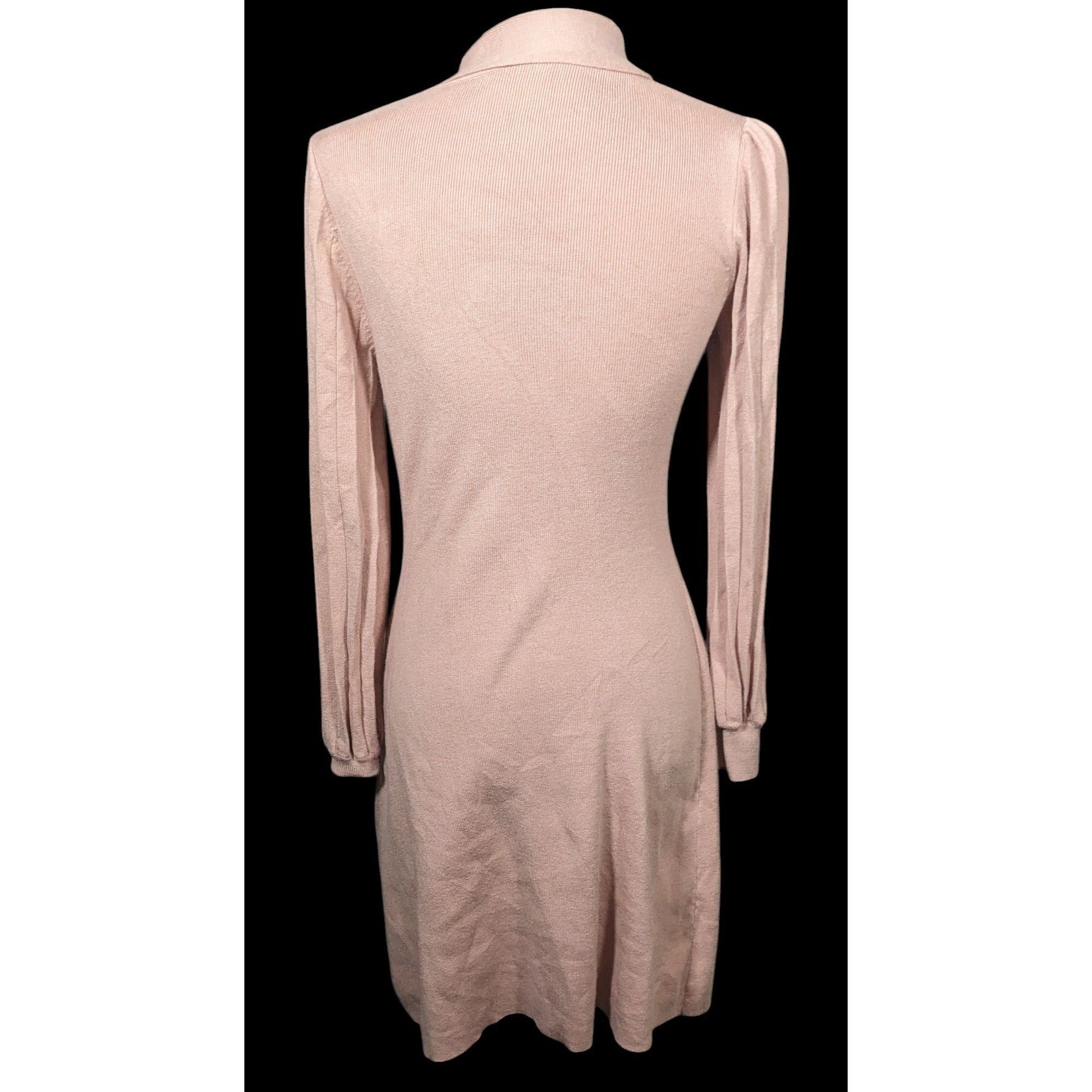 Other Vintage Coquette Light Pink Long Sleeve Tie V Neck Dress Size M / US 6-8 / IT 42-44 - 2 Thumbnail