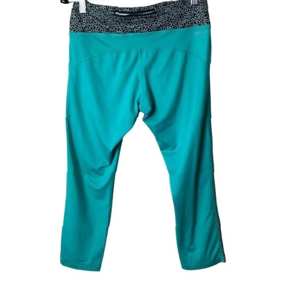 Nike Nike Cropped Capri Leggings Womens S Active Teal Blue Running Yoga Zip Pocket Leopard Size 28" / US 6 / IT 42 - 2 Thumbnail