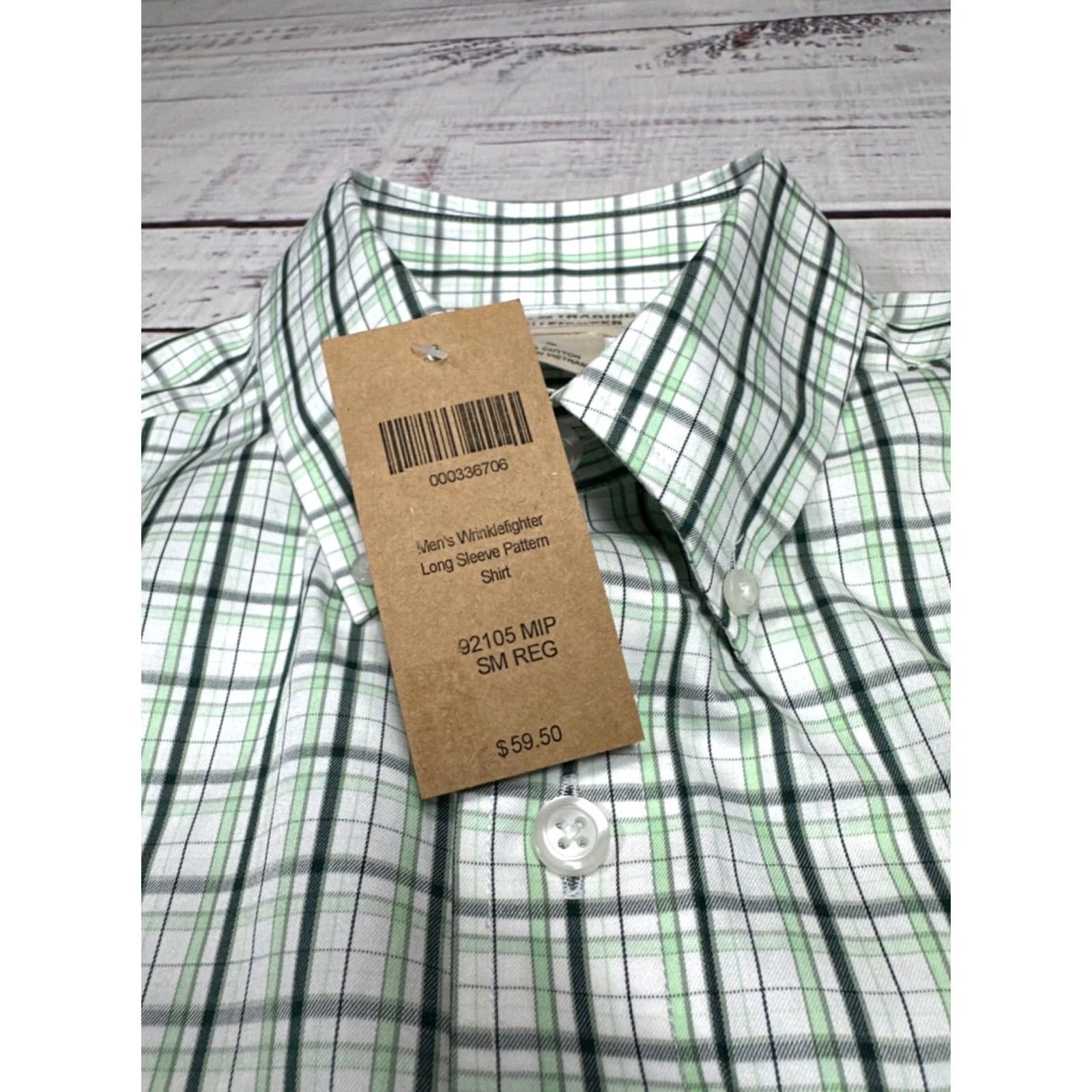 CO Duluth Mens Relaxed Fit Wrinkle Fighter Cotton Shirt Sz S Green Plaid Button-Up Long Sleeve Shirt Mens Size US S / EU 44-46 / 1 - 7 Thumbnail