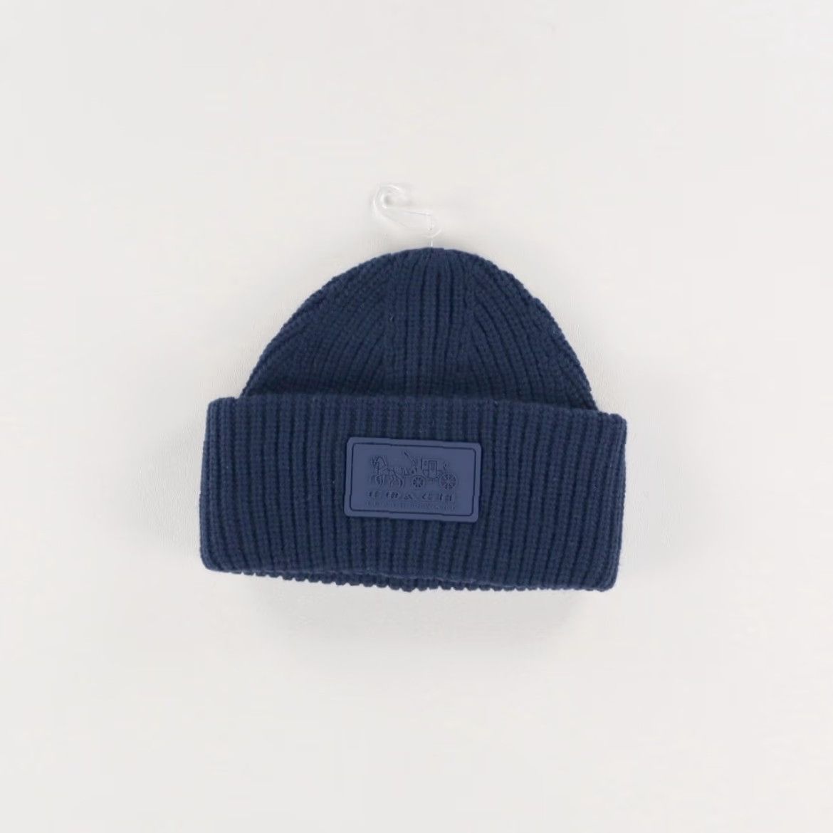 Coach VINTAGE Coach Knit Leather Patch Wool Blend Beanie Navy Women's OS Size ONE SIZE - 2 Thumbnail