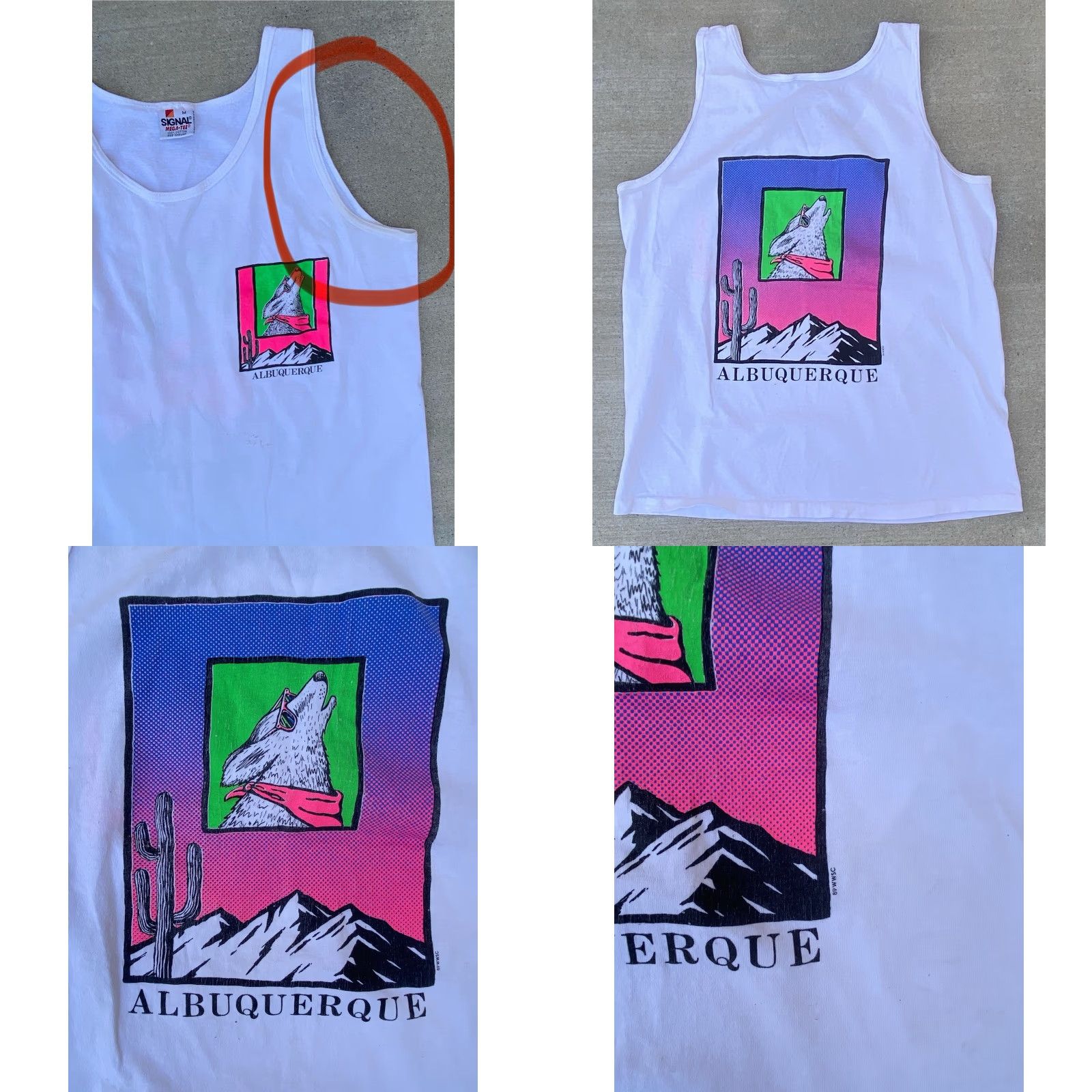Vintage VINTAGE Albuquerque Coyote Howling Southwestern Neon Graphics Tank Top 80s 90s M Size US M / EU 48-50 / 2 - 10 Thumbnail