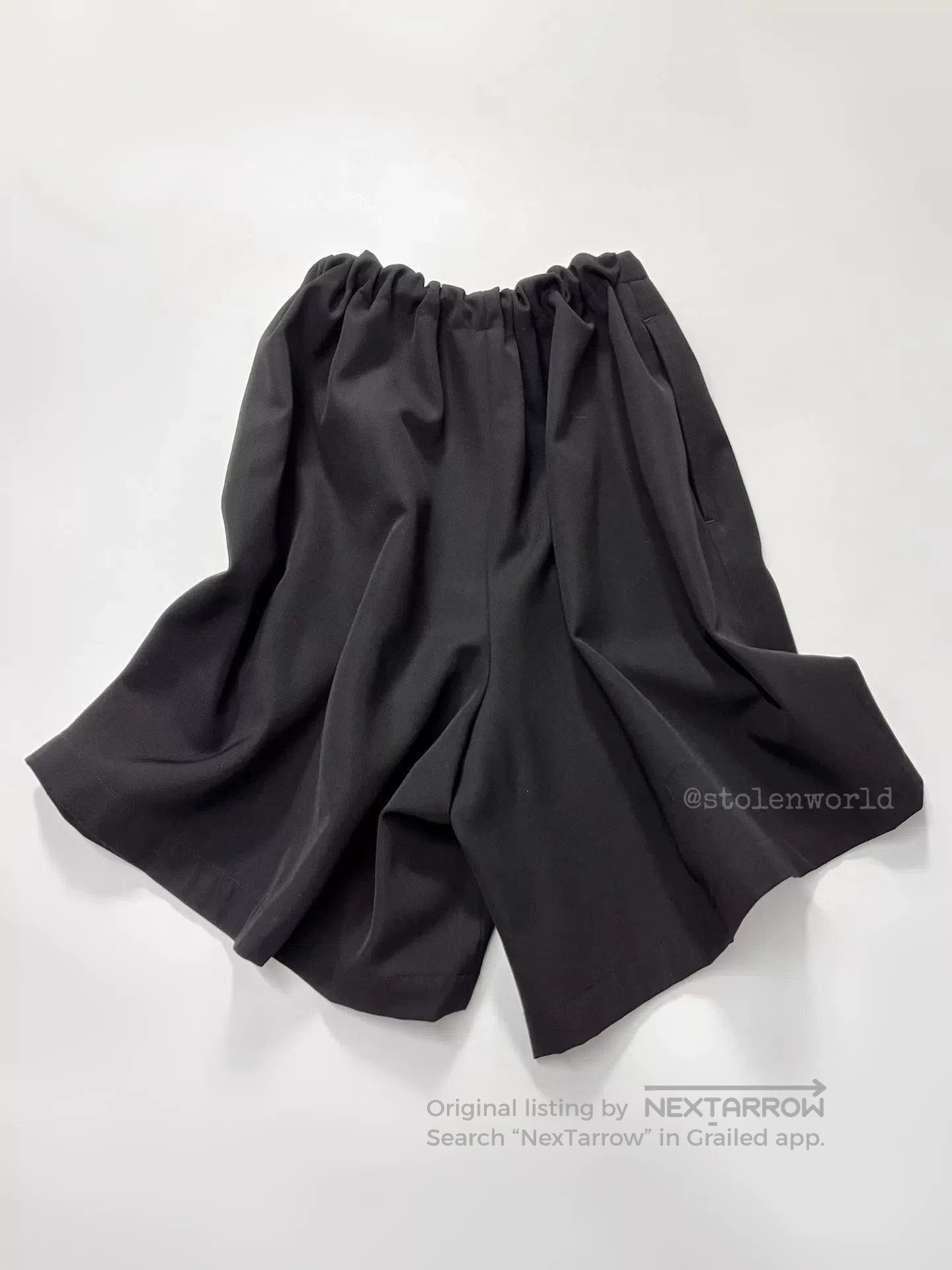 Yohji Yamamoto Yohji Yamamoto Black Tie Waist Shorts. Size 23" - 3 Thumbnail