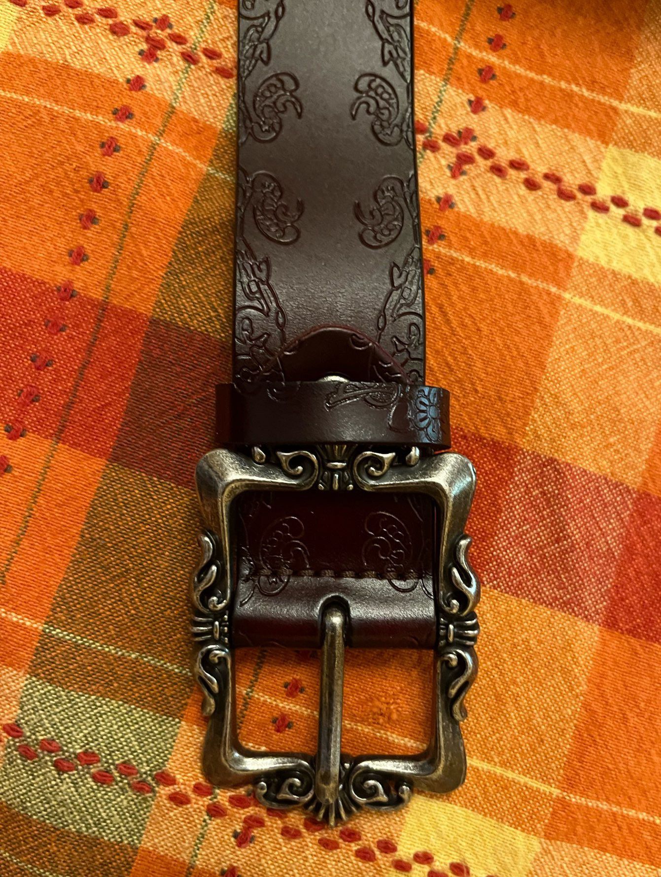 Designer × Vintage Retro Embossed Floral Belt Size ONE SIZE - 5 Thumbnail