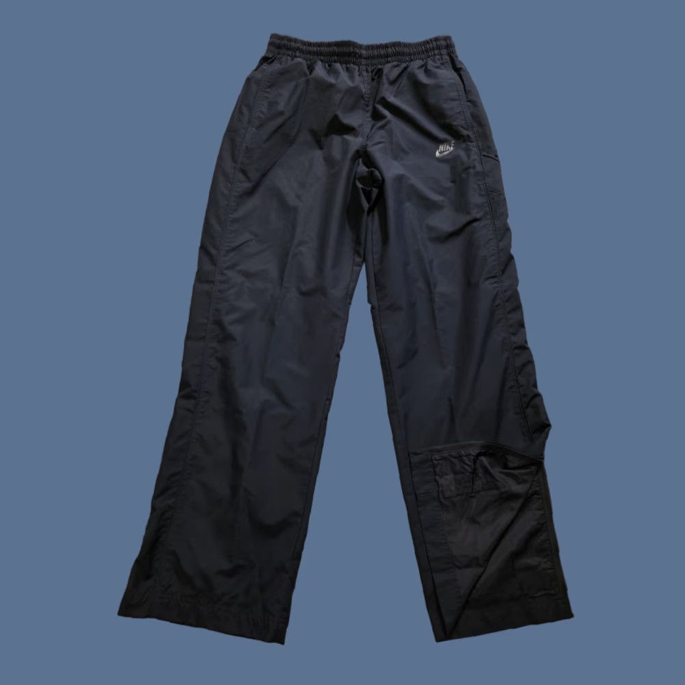 Nike VINTAGE Nike Track Pants Windbreaker Wide-Leg Ankle Zip Lined Navy Blue Large Size US 33 - 1 Thumbnail