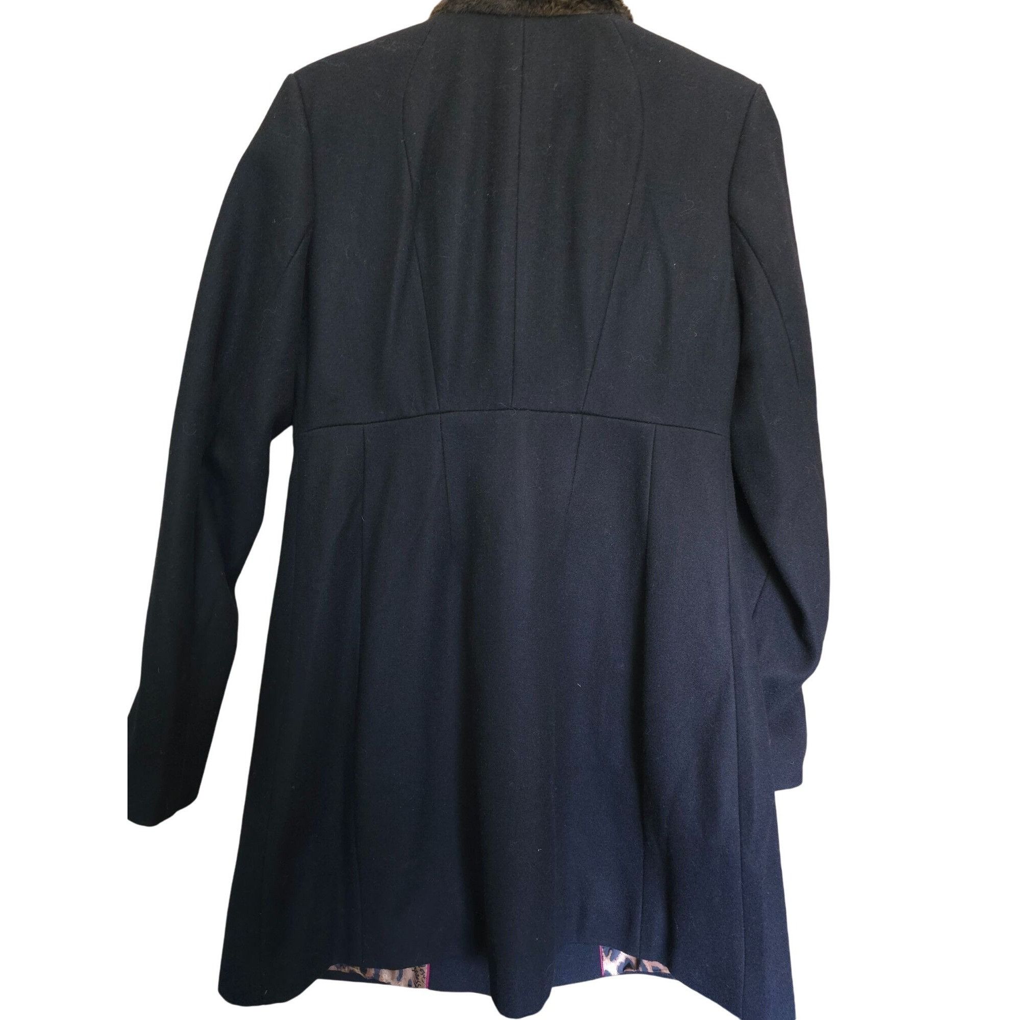 Express Express Womens Black Coat With Faux Fur Collar - Size M leop Size M / US 6-8 / IT 42-44 - 9 Thumbnail