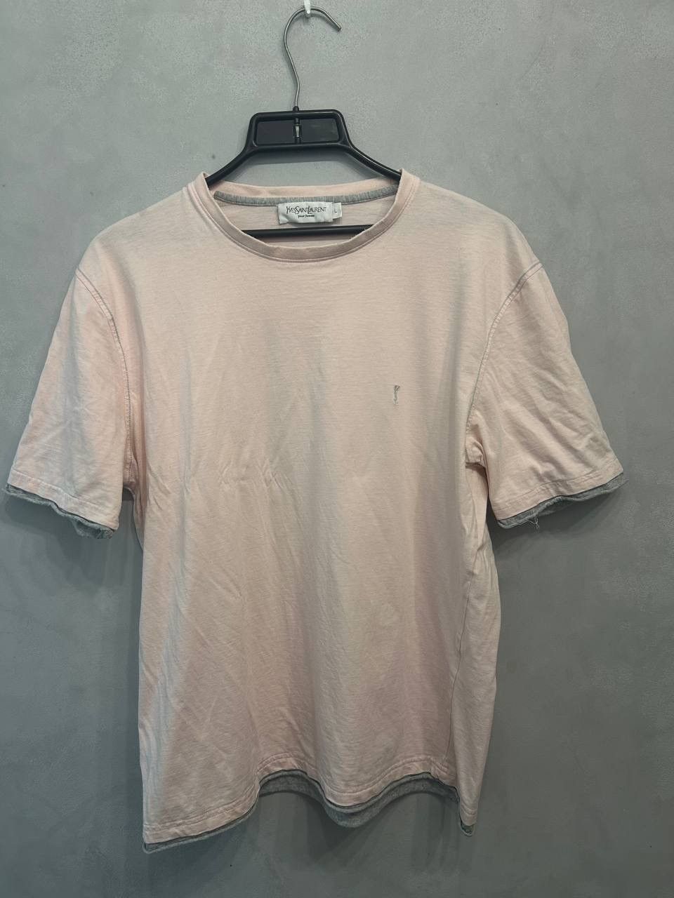 Vintage Yves Saint Laurent Pale Pink Tee Minimal Logo Rare Vintage Size M / US 6-8 / IT 42-44 - 2 Thumbnail