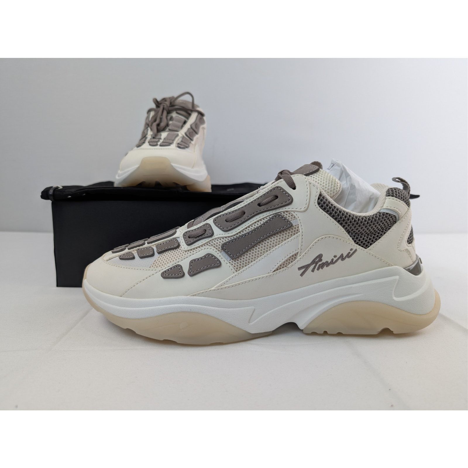Amiri o1rshd1 Bone Runners Sneakers in Alabaster Size US 12 / EU 45 - 18 Thumbnail