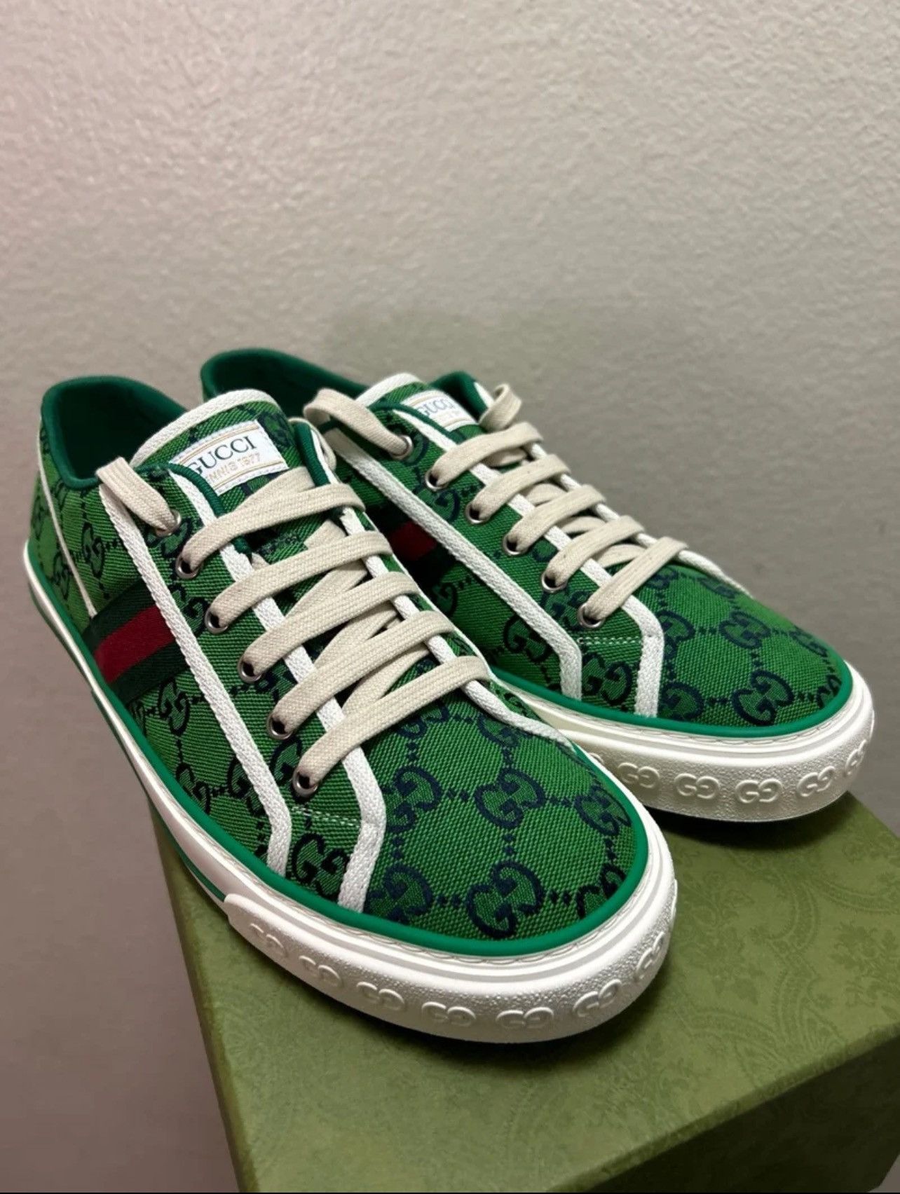 GUCCI テニス 1977 オリーブグリーン Gucci 1977 Tennis Shoes Gucci 1977 Tennis Shoes “Green”