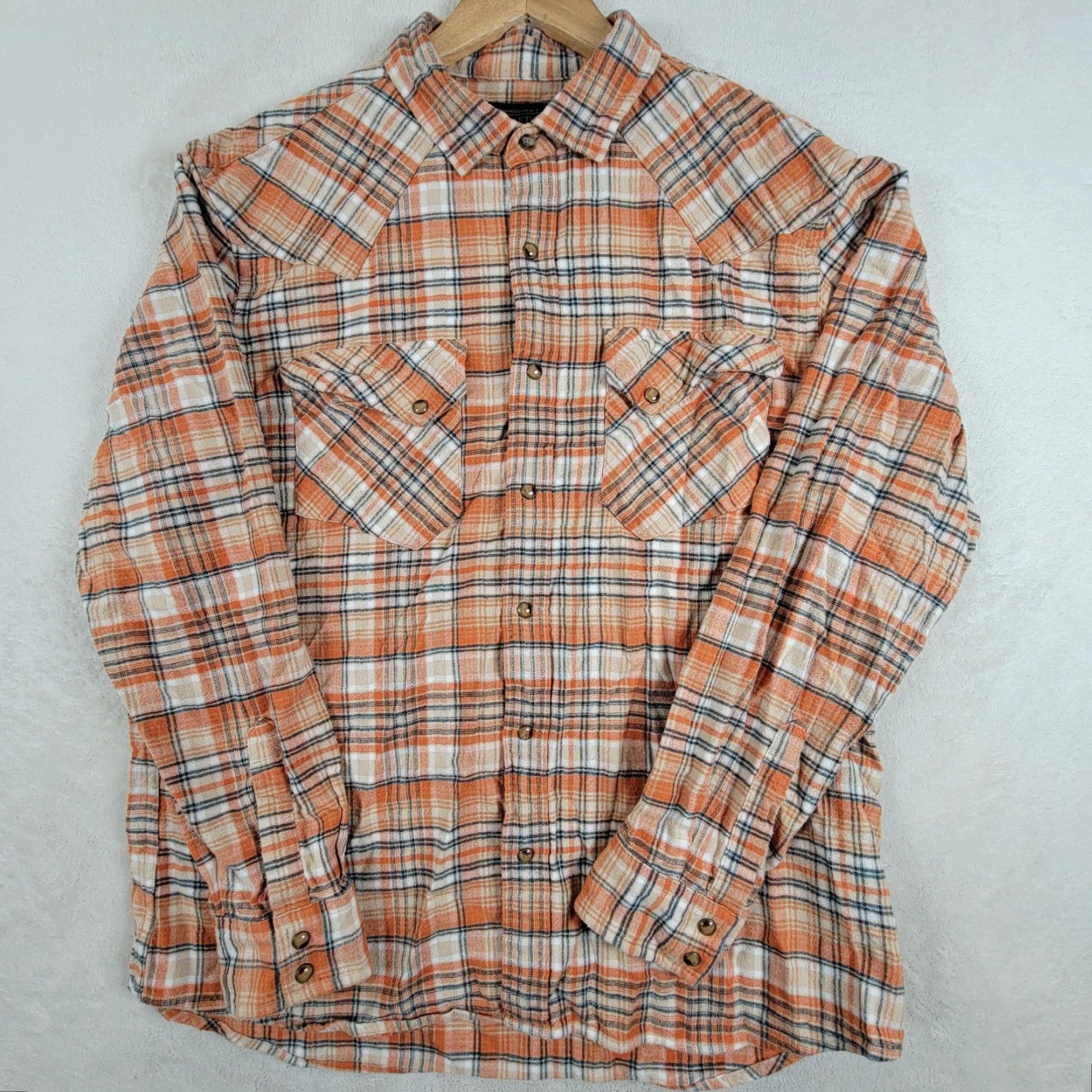 Pendleton VINTAGE Pendleton Orange Western Wear Men's Large Pearl Snap Wool Shirt Plaid Size US L / EU 52-54 / 3 - 2 Thumbnail