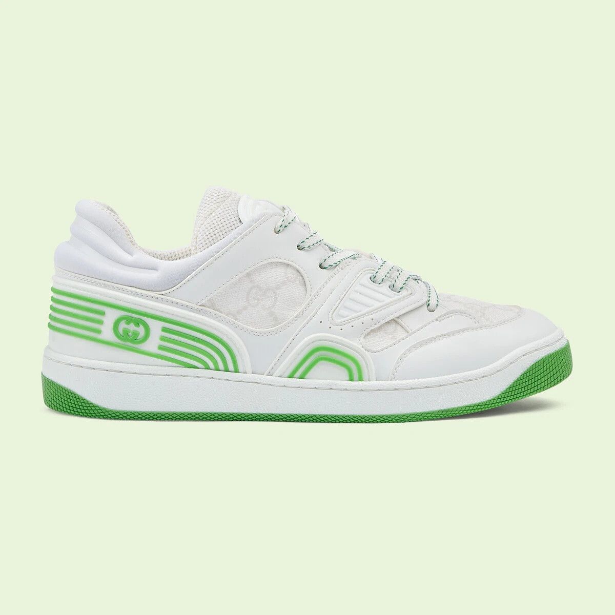 image of Gucci White Leather Basket Sneakers, Women's (Size 4)