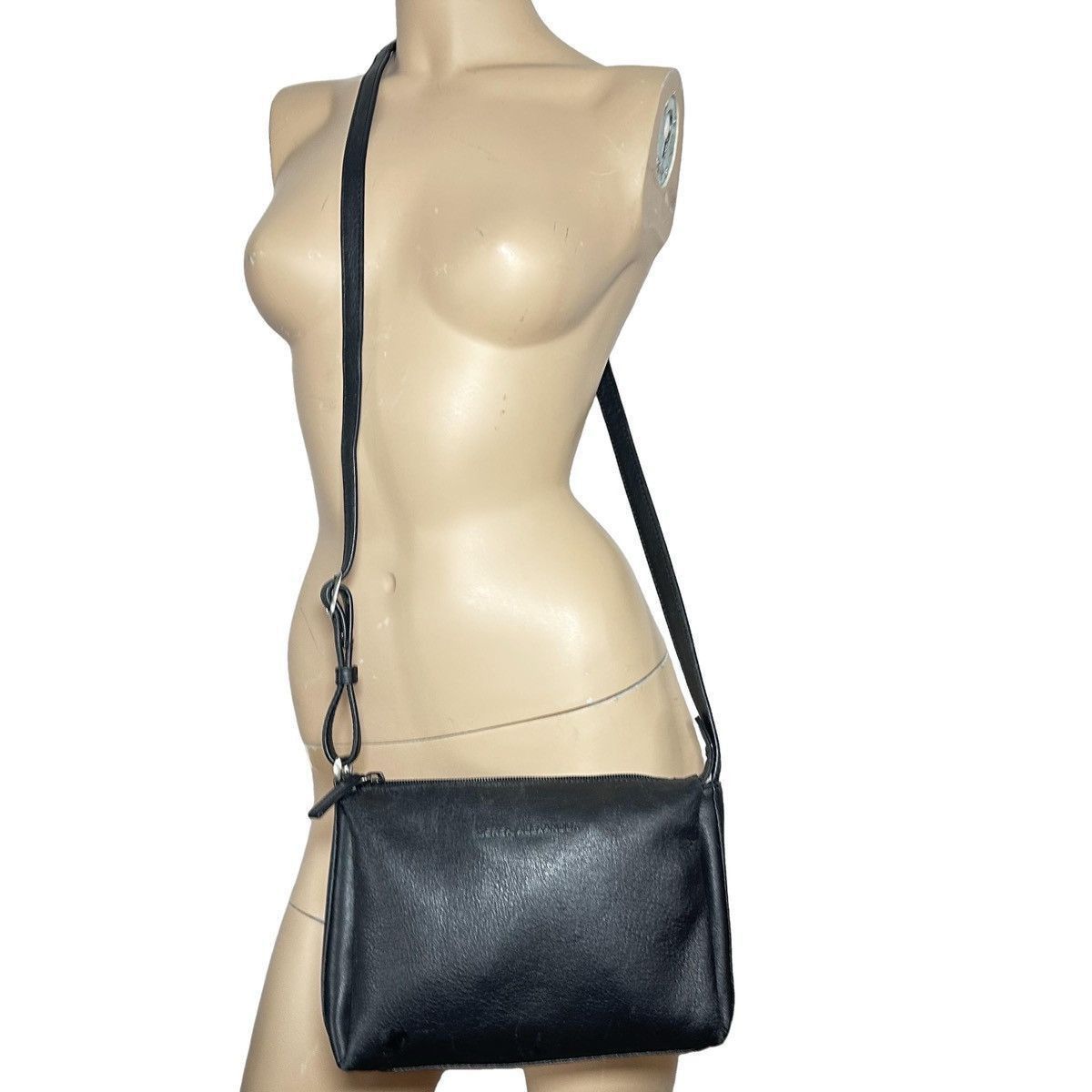 Vintage Derek Alexander Top Zip 3 Pocket Black Leather Crossbody Bag Size ONE SIZE - 6 Thumbnail