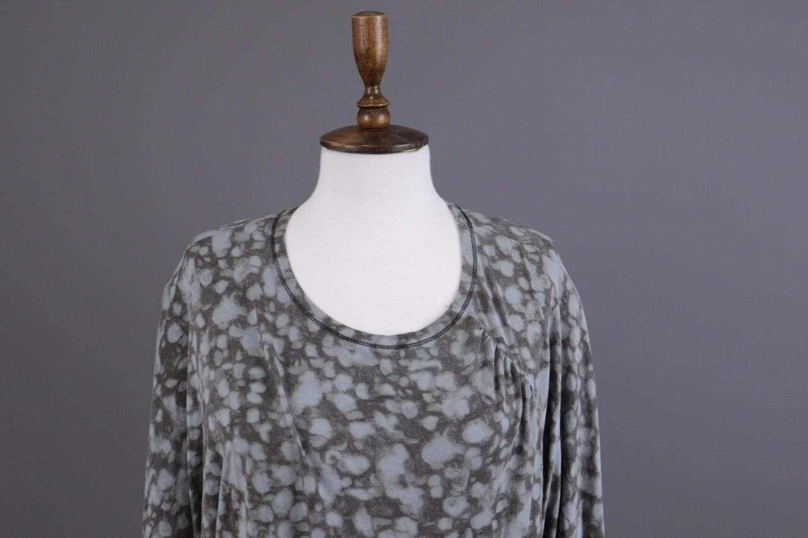 Oscar De La Renta Oska Gray Printed Relaxed Lagenlook Tunic Dress Size 4 Size S / US 4 / IT 40 - 2 Thumbnail