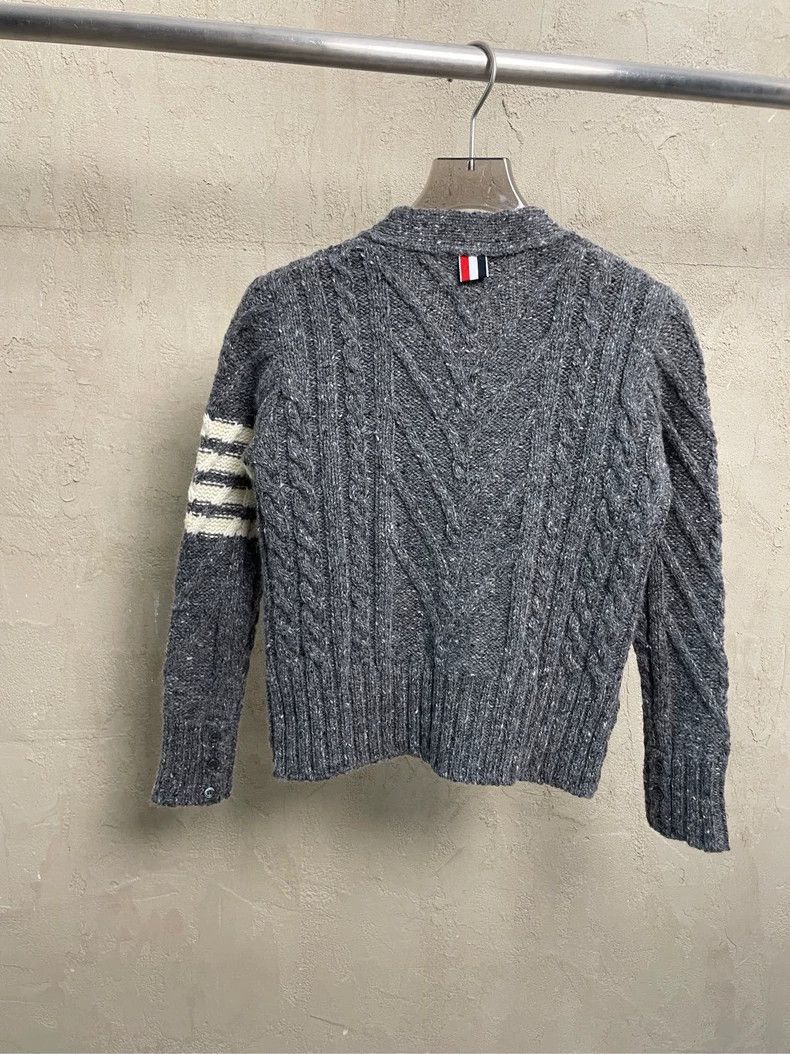 Thom Browne Thom browne Size 10 Gray four-striped wool horsehair cardi Size XL / US 12-14 / IT 48-50 - 2 Thumbnail
