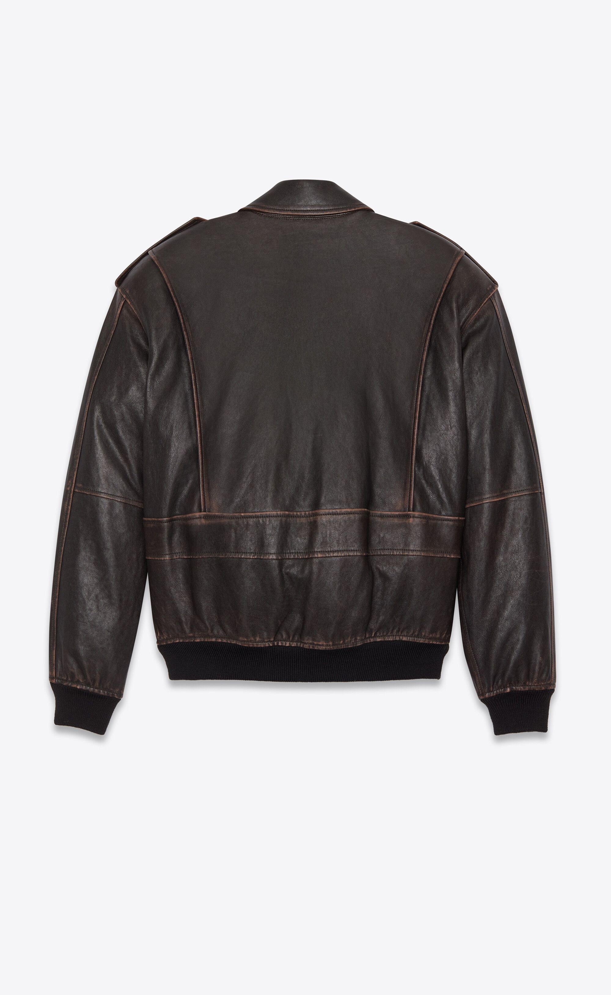 Saint Laurent Paris o1bcso1str1224 Oversized Jacket In Aged Lambskin in Black Size L / US 10 / IT 46 - 3 Thumbnail