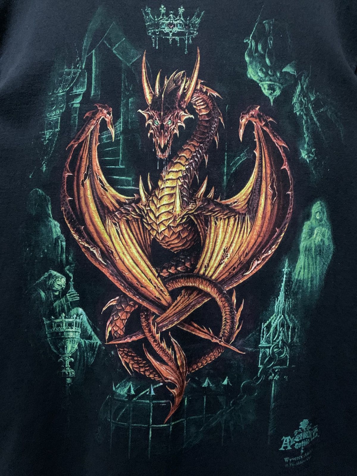 Delta Vintage 2000s Gothic Dragon Long Sleeve Tee Size US L / EU 52-54 / 3 - 5 Thumbnail
