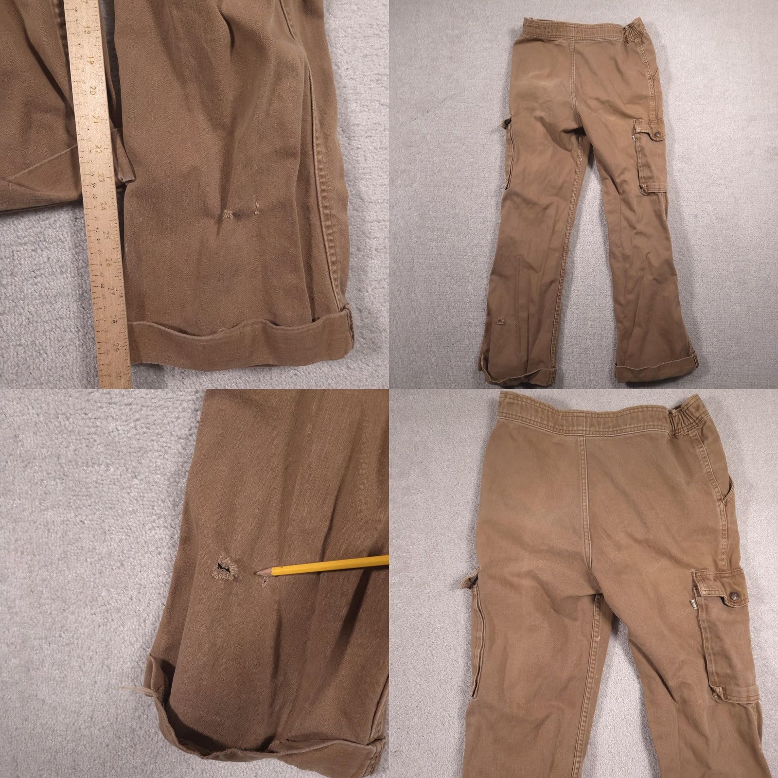 Vintage L.L.Bean Cargo Pants Mens 32x30 Brown Elastic Waist Utility Casual Workwear Pants Mens Brown Cargo Straight Leg Front Zip Button Closure Pockets 32x30 Size US 32 / EU 48 - 10 Thumbnail