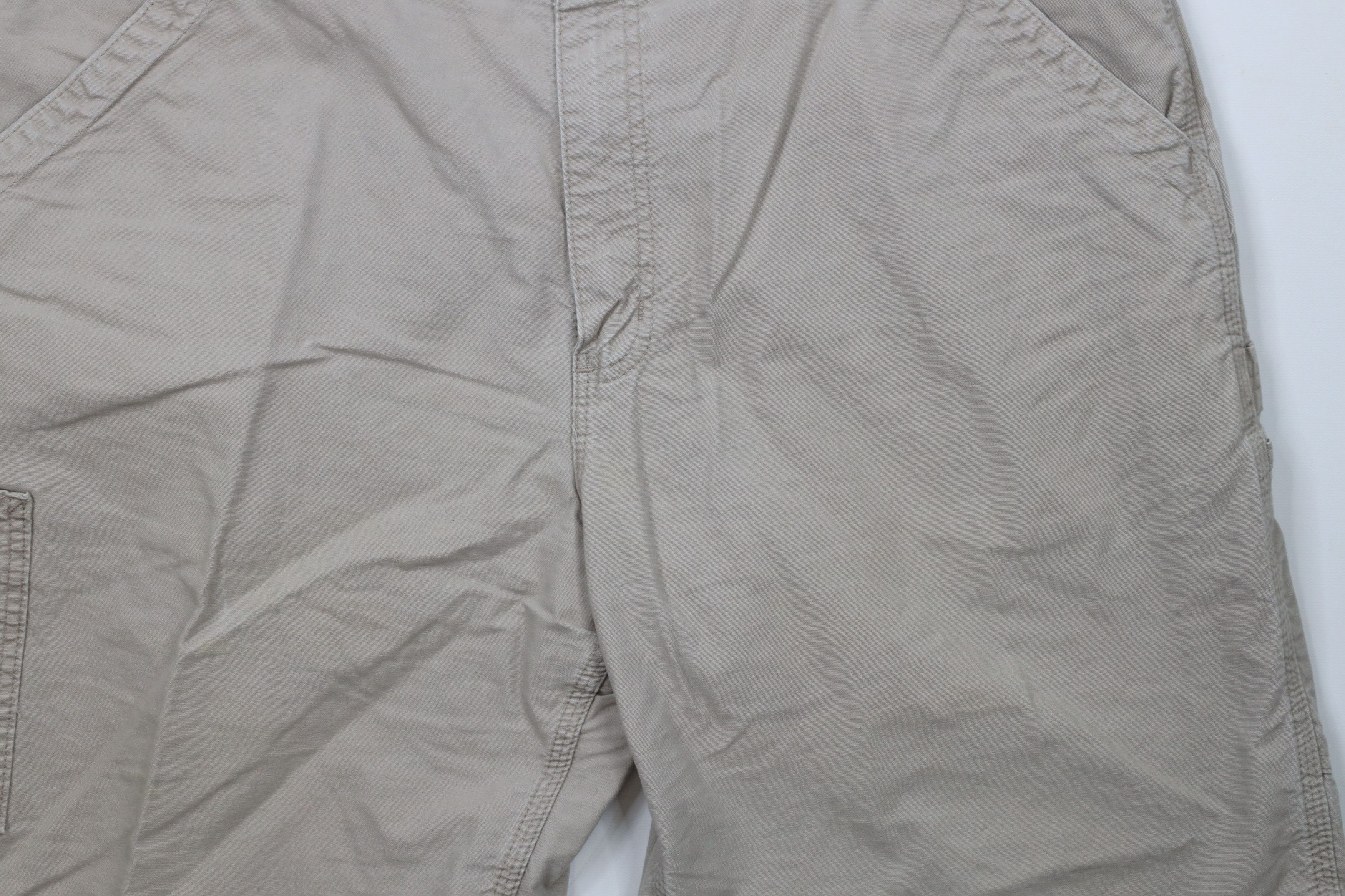 Carhartt × Vintage Vintage Carhartt Spell Out Dungaree Work Shorts Beige Cotton Size US 38 / EU 54 - 3 Thumbnail