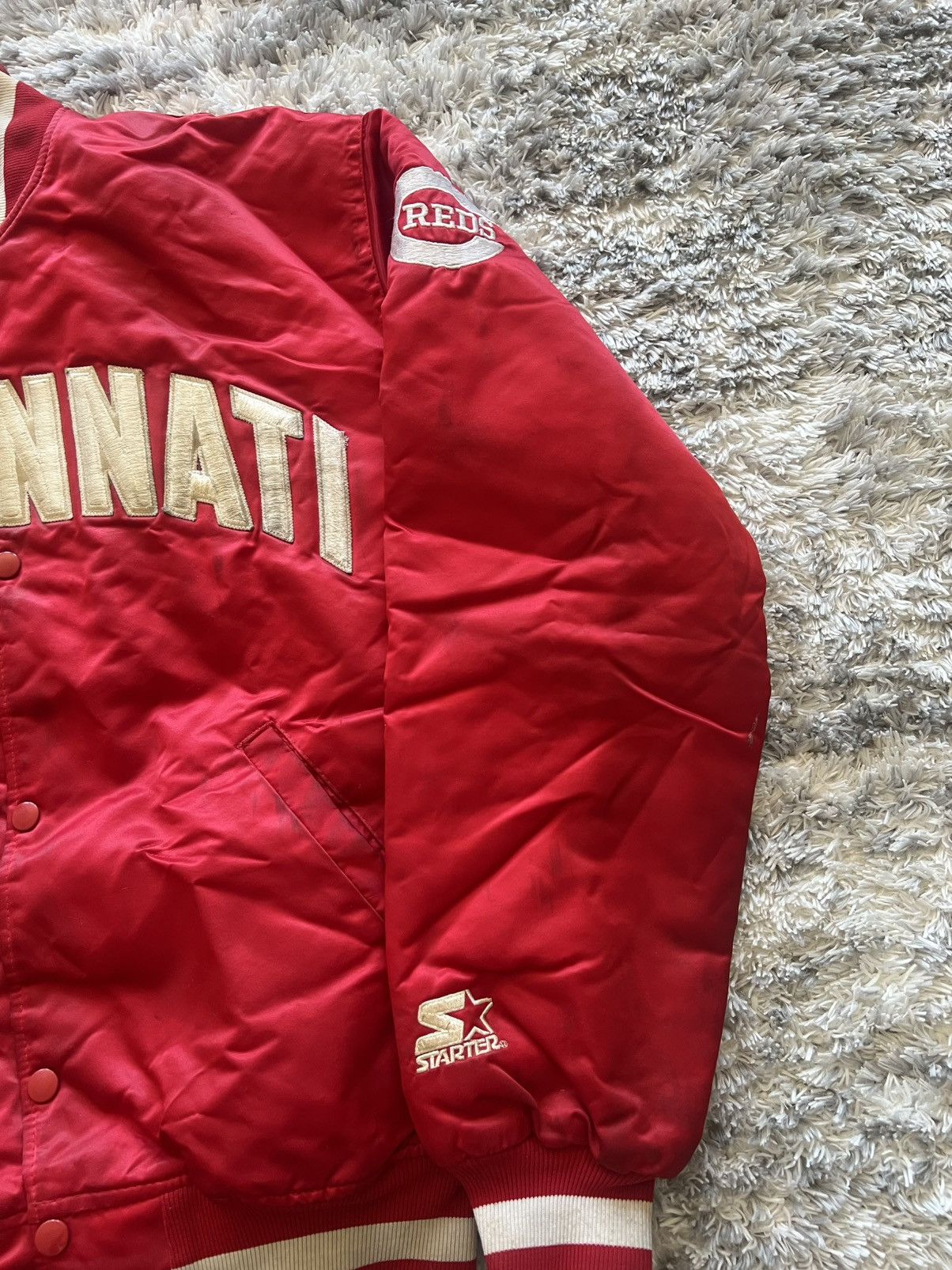 Starter Vintage 80s Cincinnati Reds MLB Starter Satin Bomber Jacket Size US L / EU 52-54 / 3 - 7 Thumbnail
