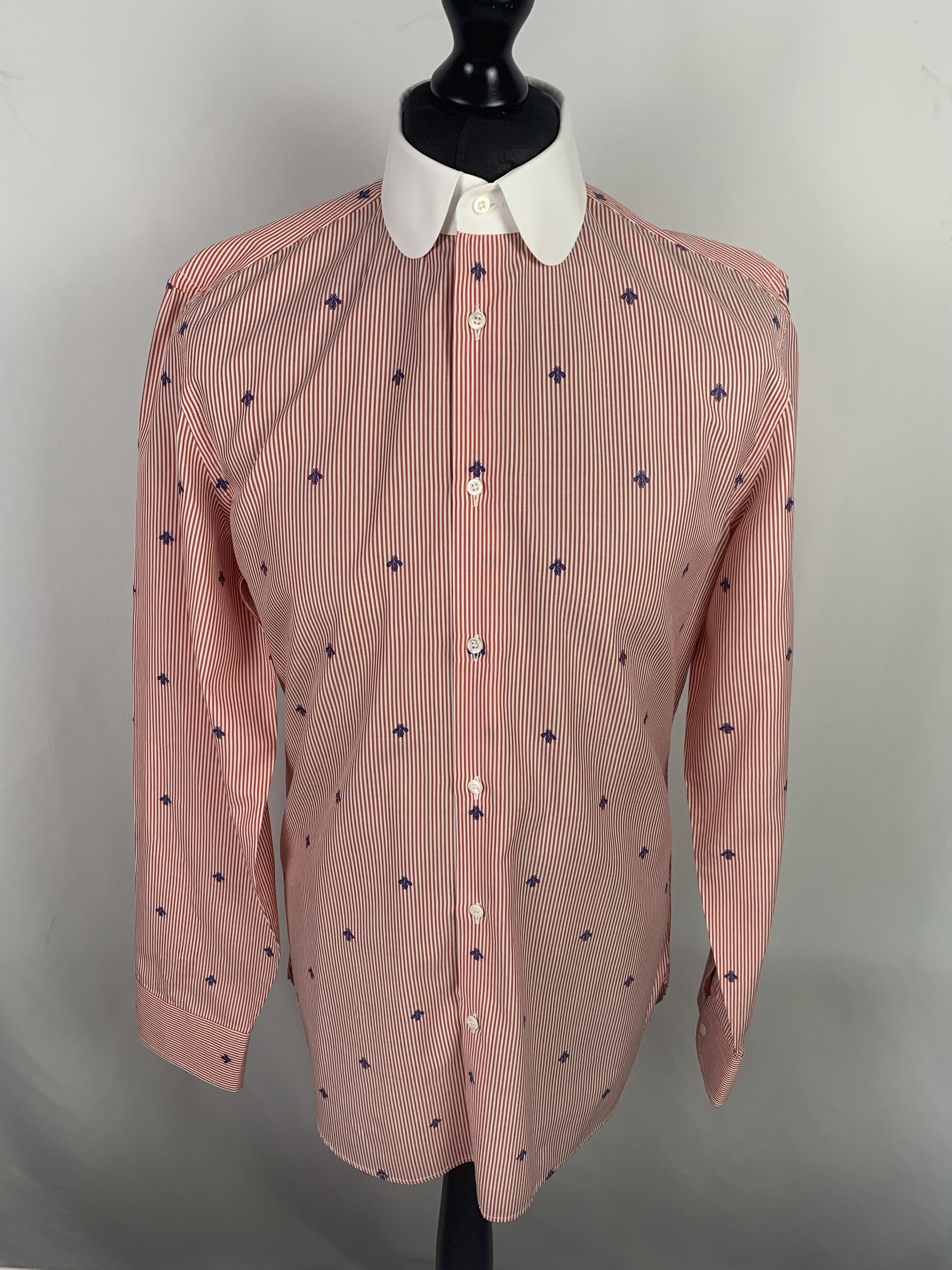 Gucci Gucci Bee Red & White Stripe Soft Shirt Size US L / EU 52-54 / 3 - 1 Thumbnail