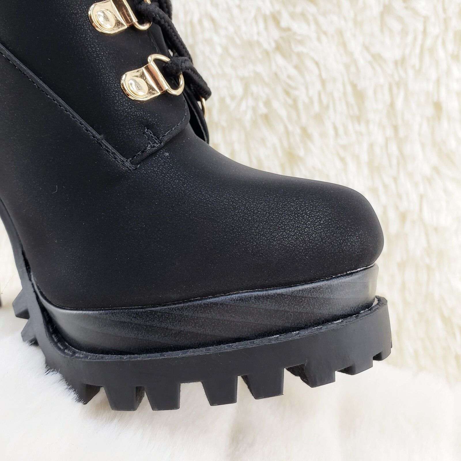 Other CR Nellie Lace Up Ankle Boots 4.5" Wood Grain Chunky Flared Size US 9 / IT 39 - 8 Thumbnail