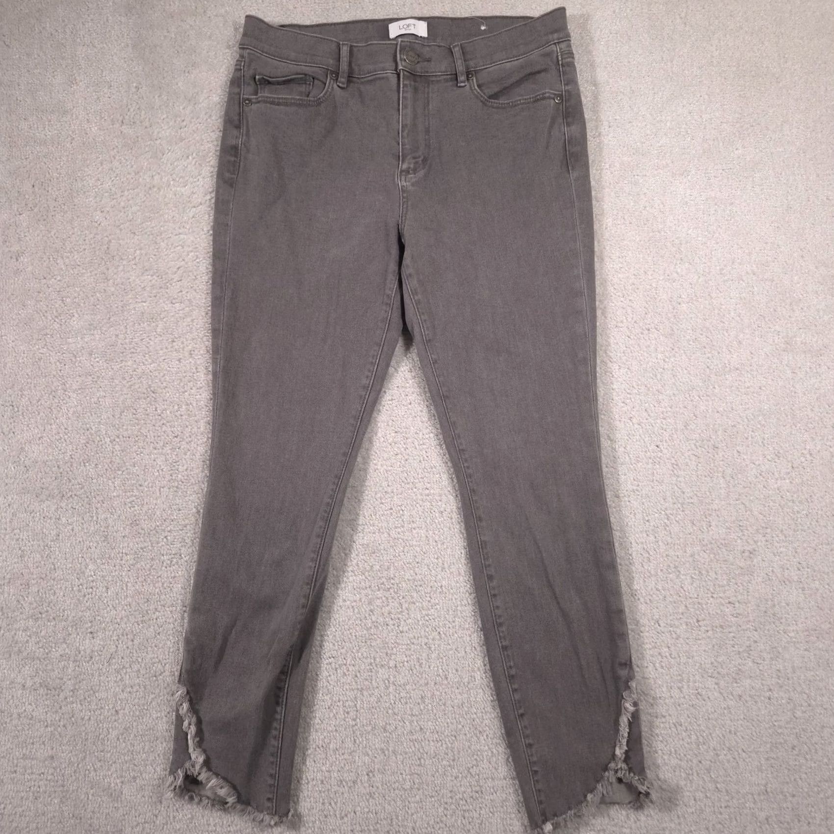 Loft Ann Taylor LOFT Jeans Womens size 6 Gray Modern Skinny Crop Denim Raw Hem Size 28" / US 6 / IT 42 - 2 Thumbnail