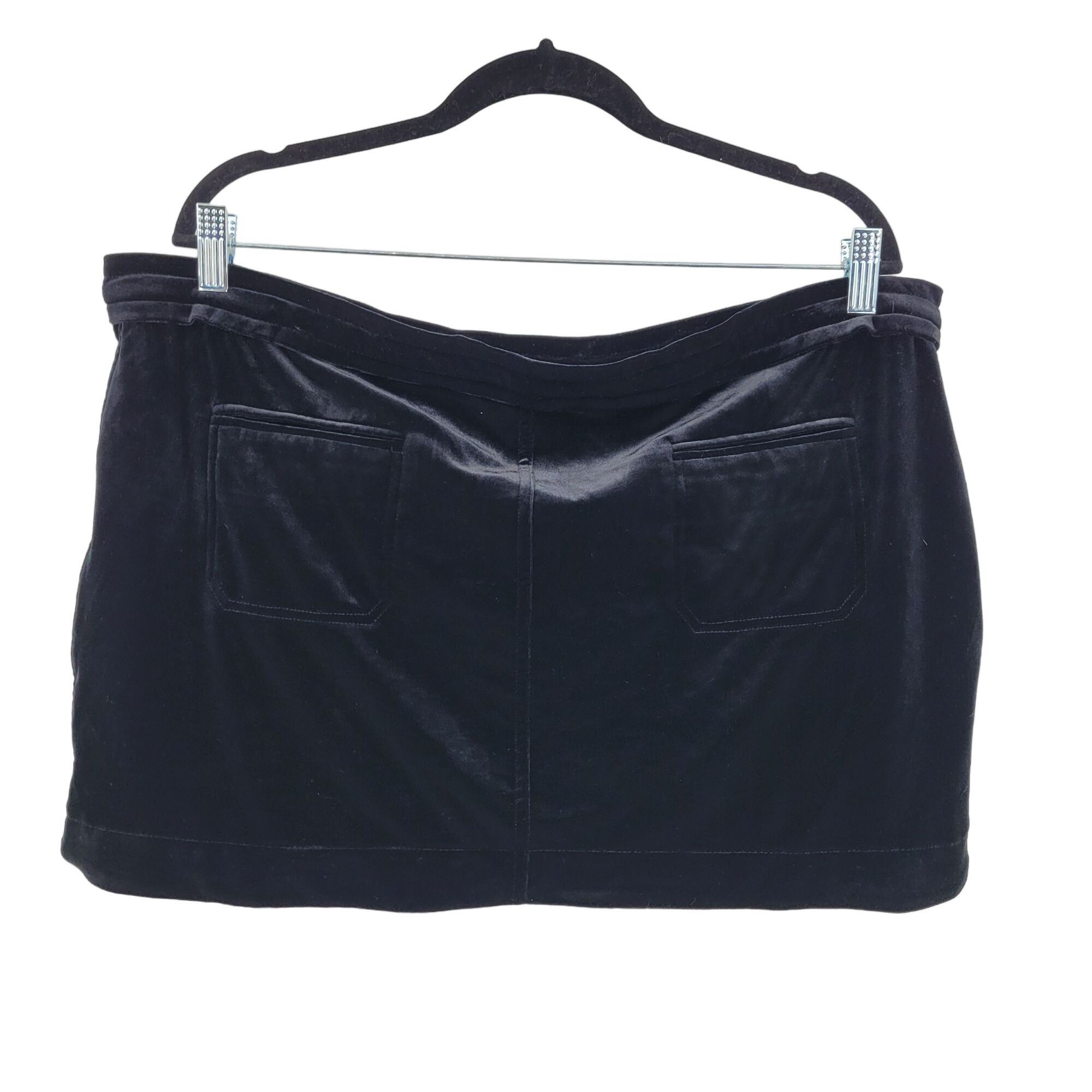Vintage Y2K BCBGeneration Black Velour Micro Mini Skirt L Pockets Size 40" / US 18 - 2 Thumbnail