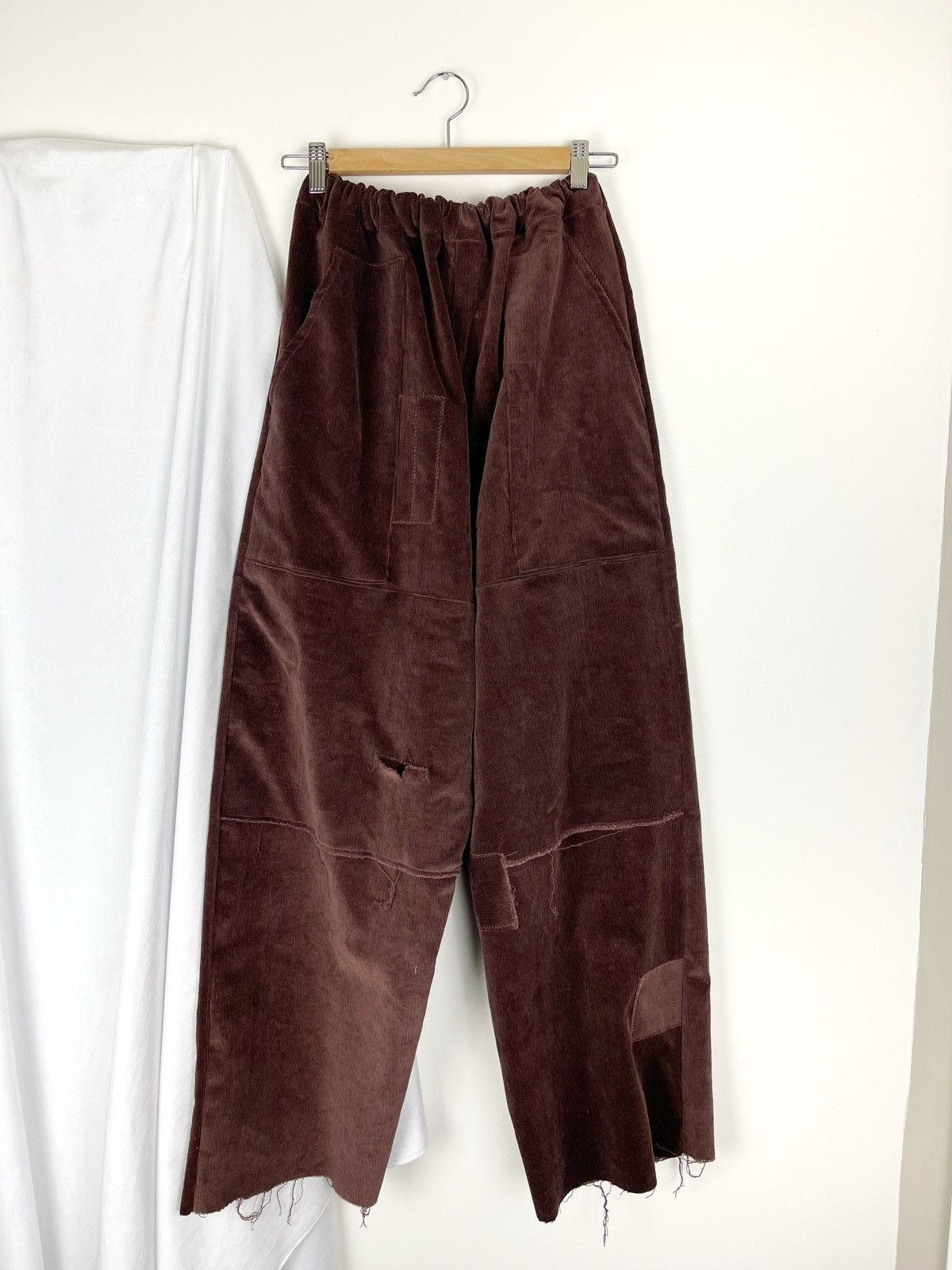 Chorley Maroon corduroy double knee distressed patchwork baggy pant Size US 34 / EU 50 - 2 Thumbnail