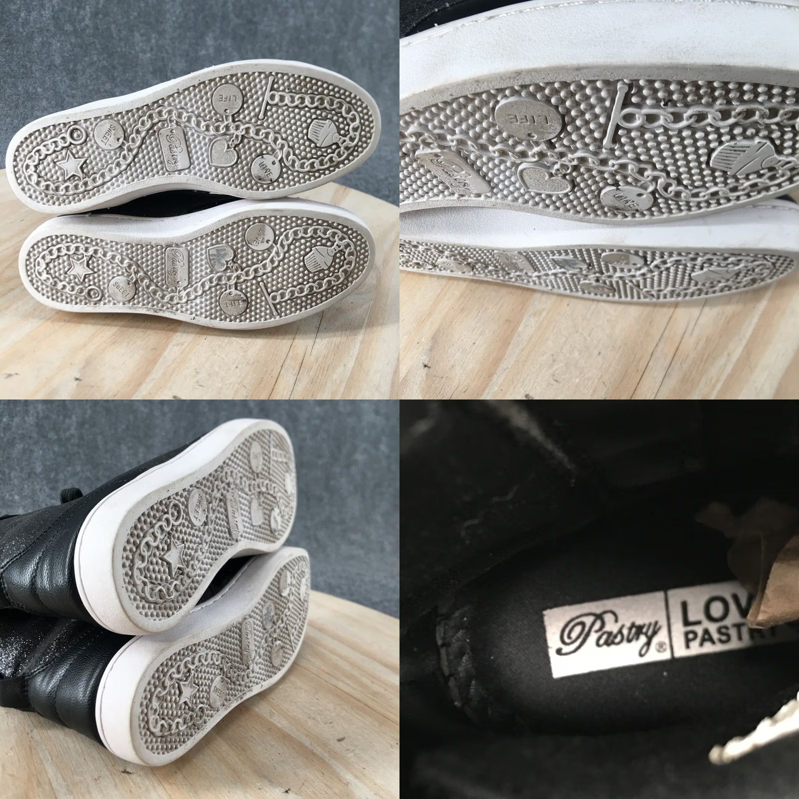 Vintage PASTRY Shoes Womens Black High Top Sneakers Glittered Faux Leather Lace Size M / US 6-8 / IT 42-44 - 9 Thumbnail