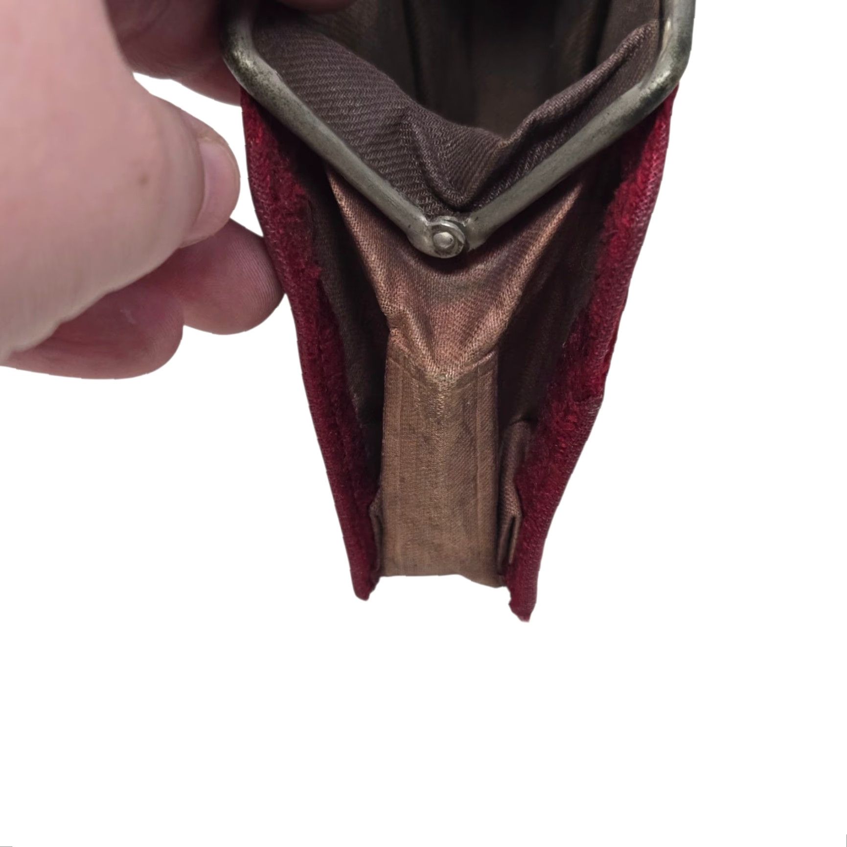 Velvet VINTAGE Antique Red Velvet Purse Mini Bag Kissing Clasp Art Deco 1920s RARE READ Women Purse Velvet Eveningwear 1920s Women Size ONE SIZE - 6 Thumbnail