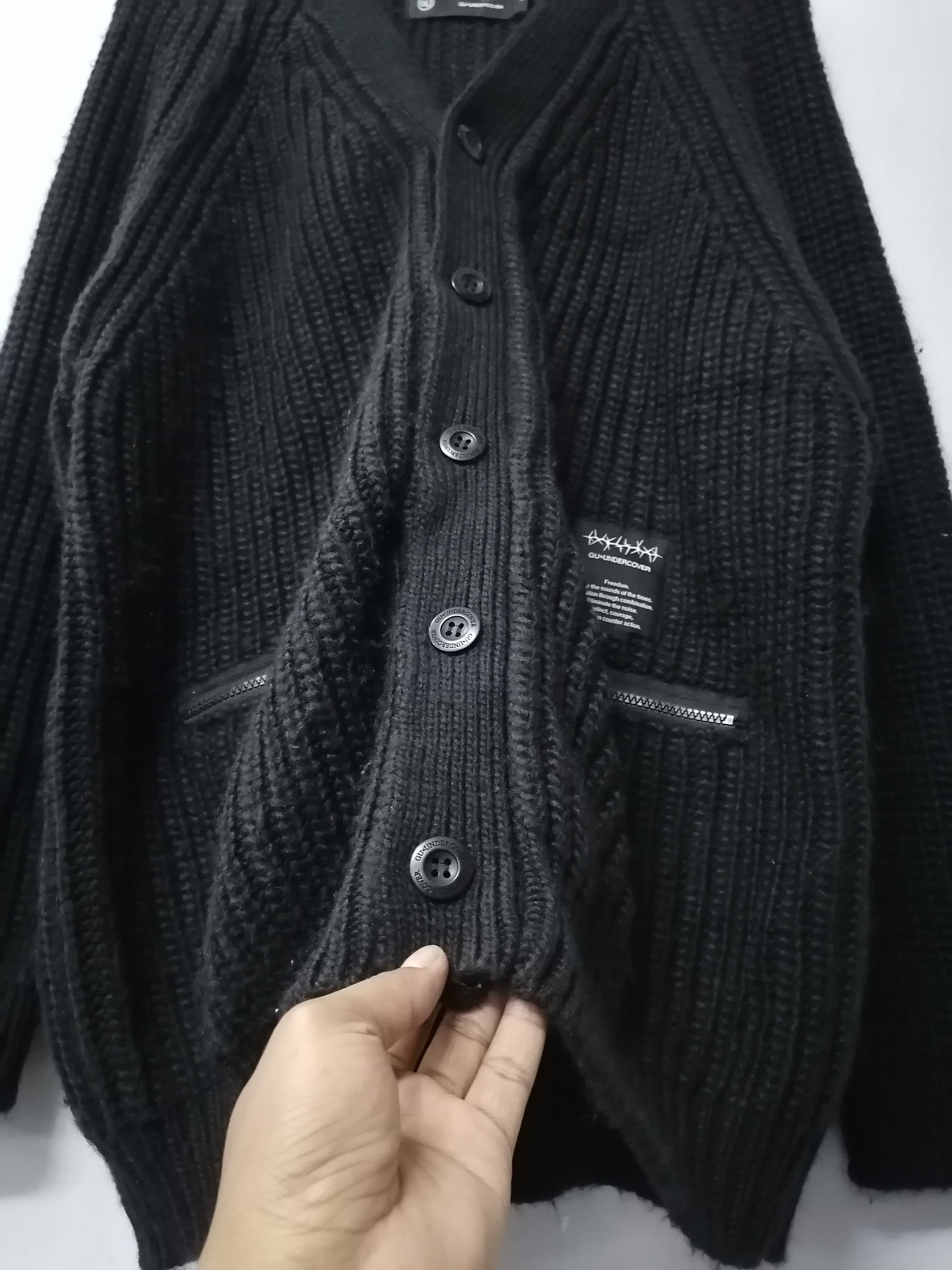 Japanese Brand × Undercover Gu x Undercover Black Wool Knitwear Cardigan Size US L / EU 52-54 / 3 - 2 Thumbnail
