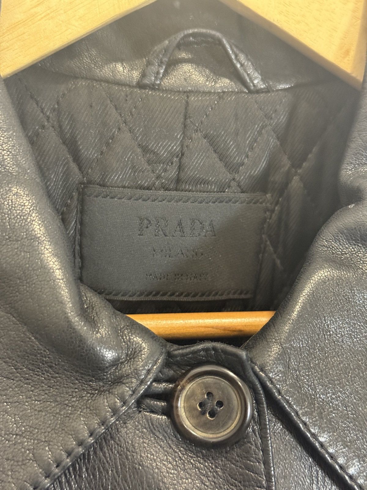 Prada 90’s Leather Belted Jacket Size S / US 4 / IT 40 - 5 Thumbnail