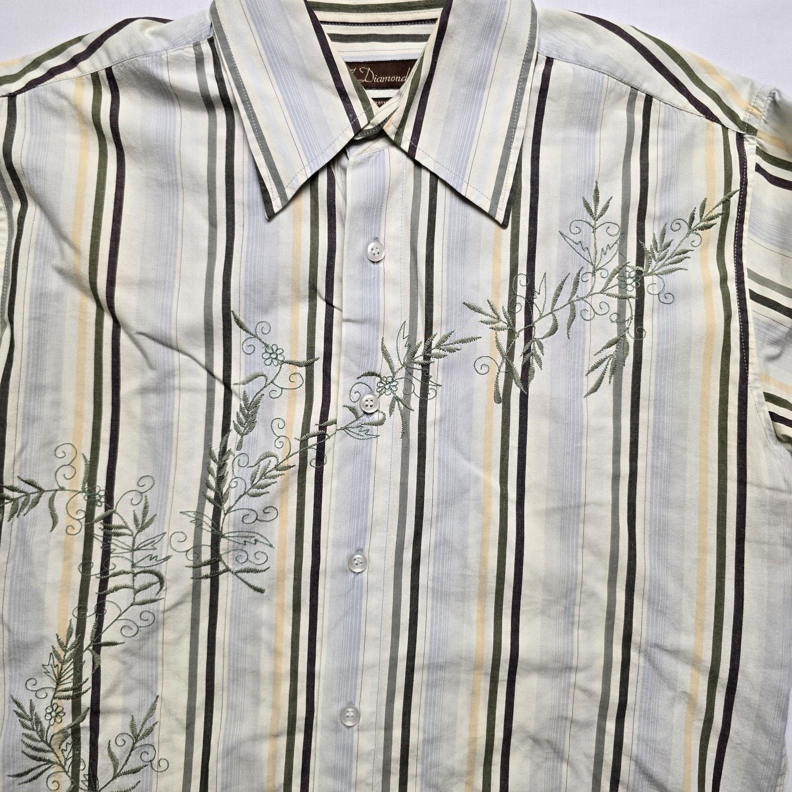 7Diamonds 7 Diamonds Shirt L Striped Embroidered Long Sleeve Button Up Size US L / EU 52-54 / 3 - 3 Thumbnail